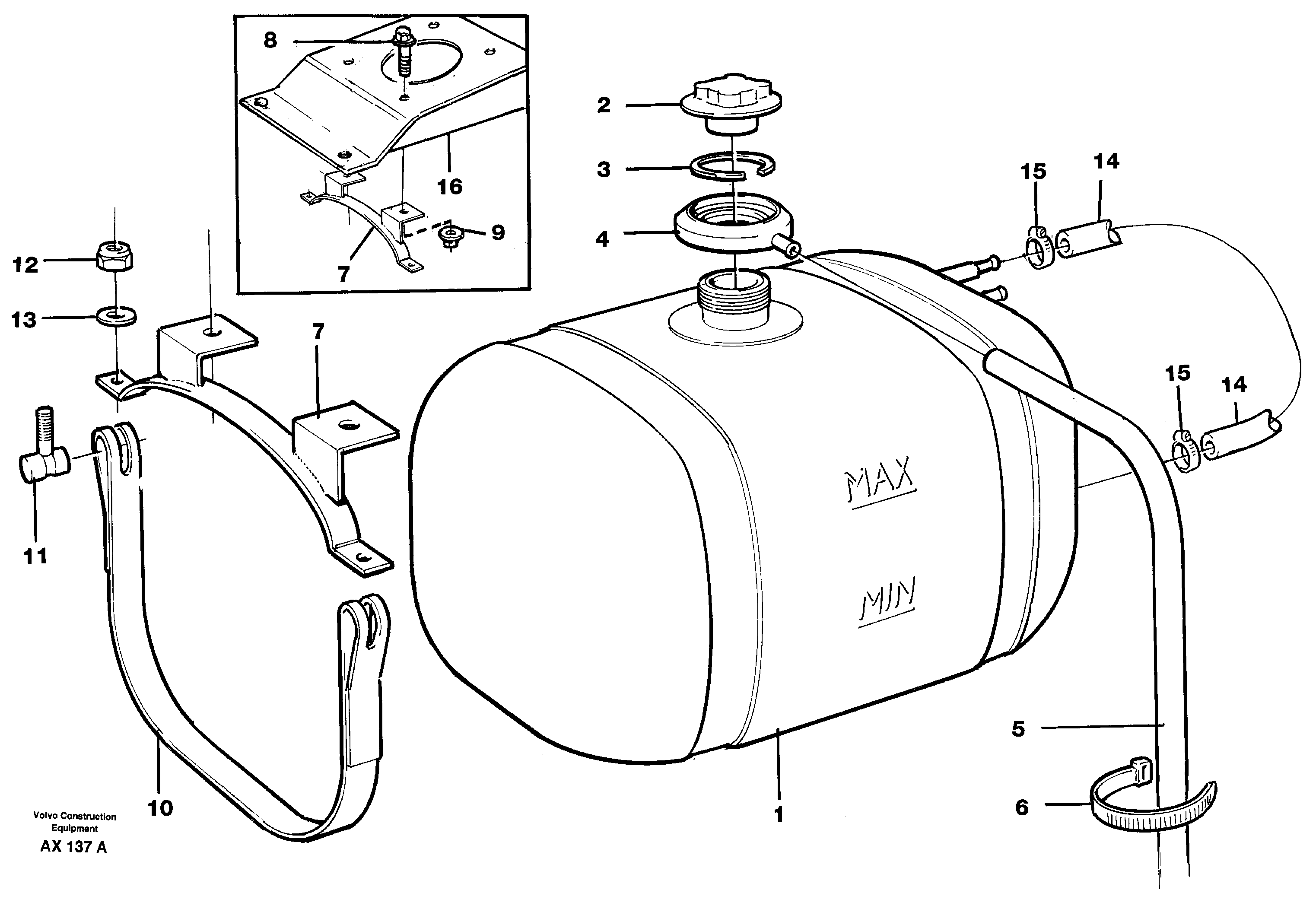 Expansion tank with bracket — volvo parts diagram