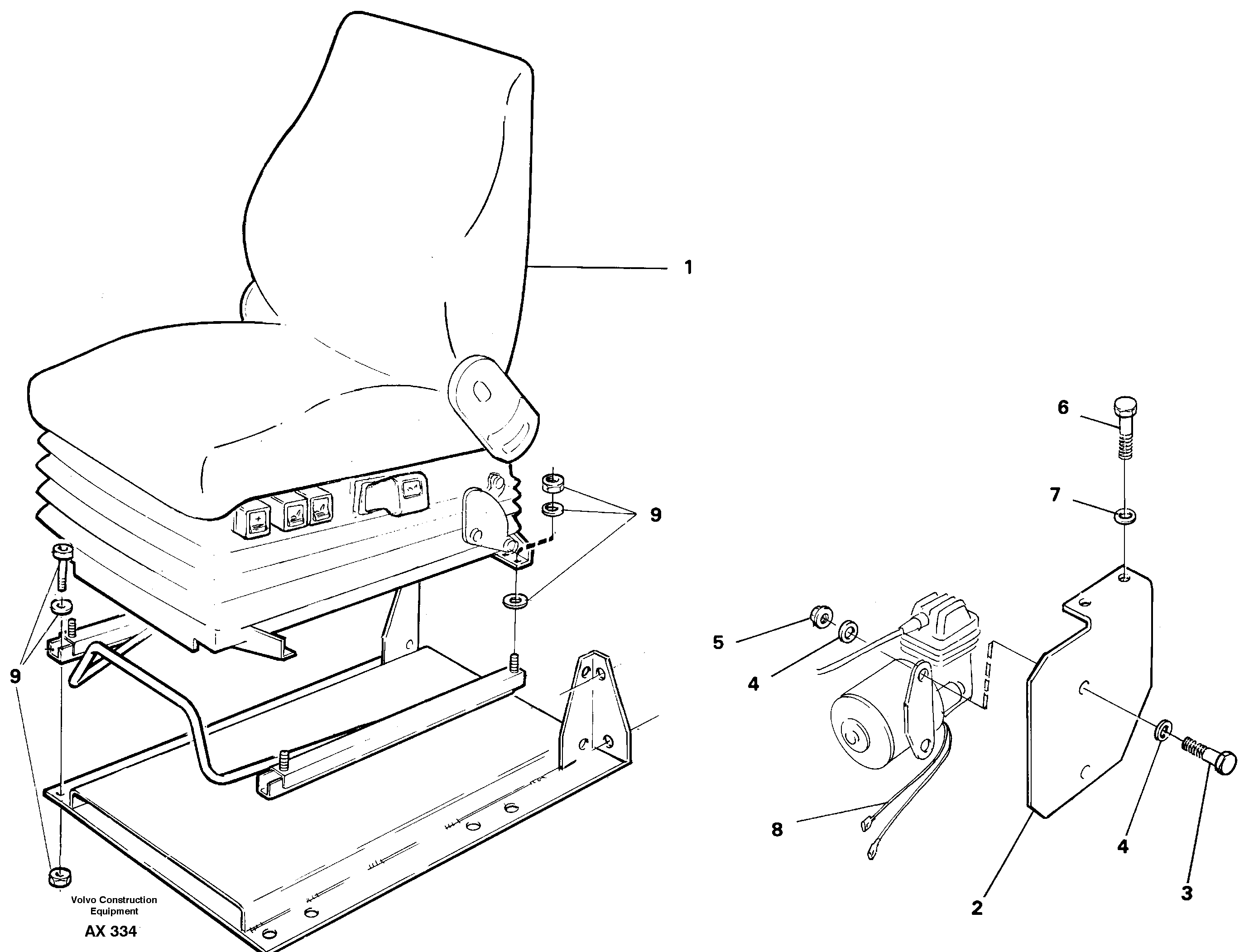 Driver's seat, air suspensioned Isri  94907, STD CAB 60388 - — volvo parts diagram