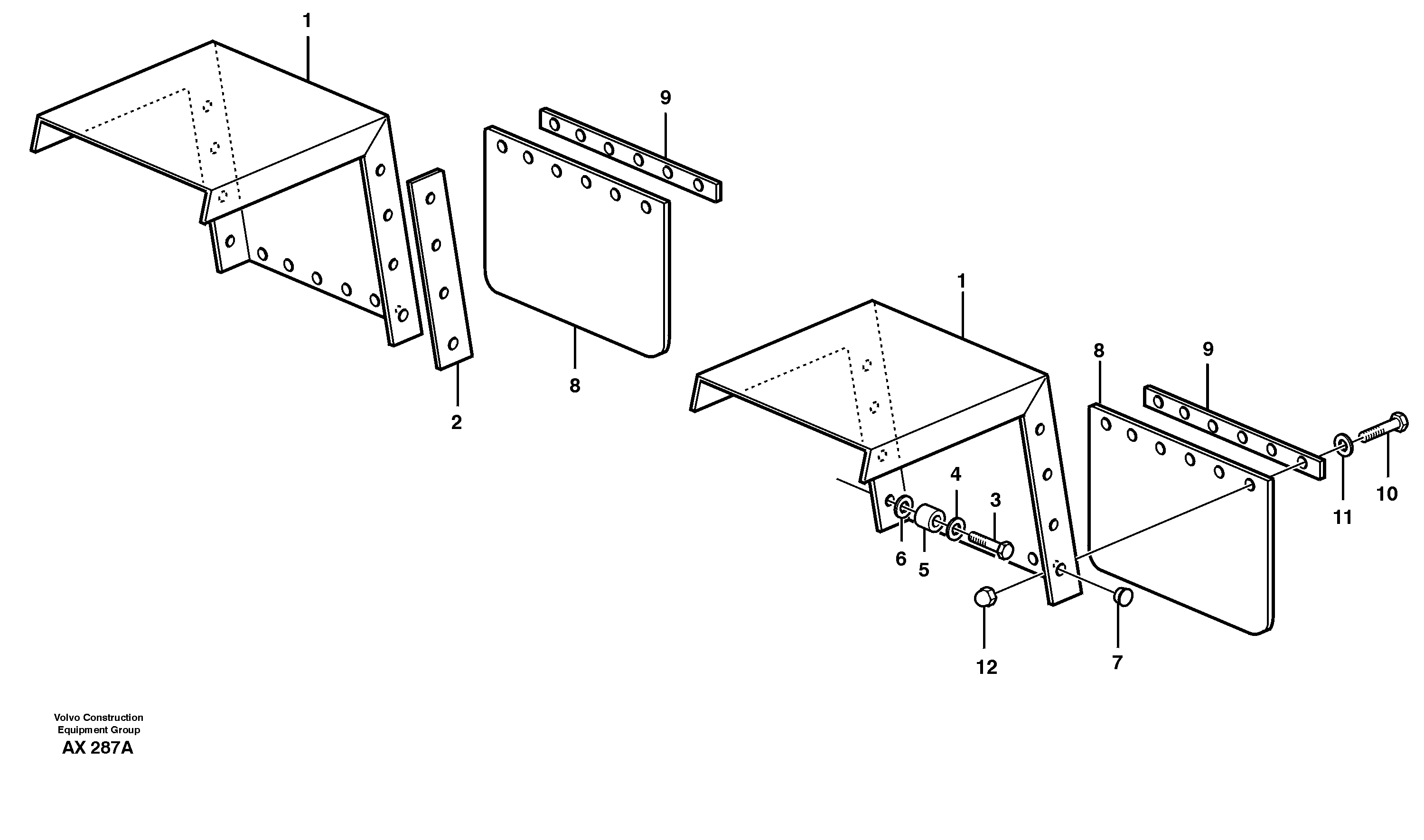 Mud guards  94525,94526 SER NO - 60384, STD SER NO 60385 - — volvo parts diagram