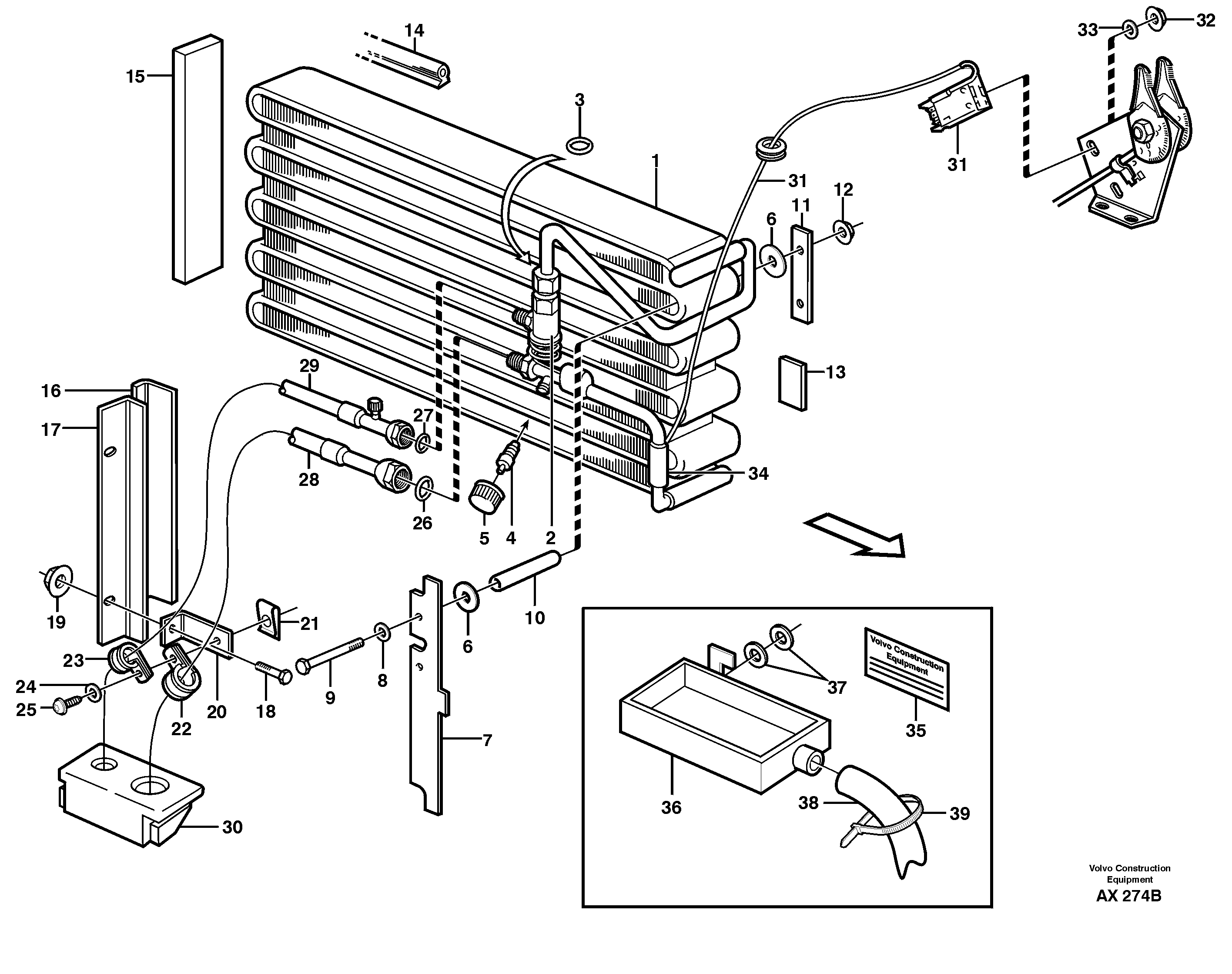 Evaporator, assembly — volvo parts diagram