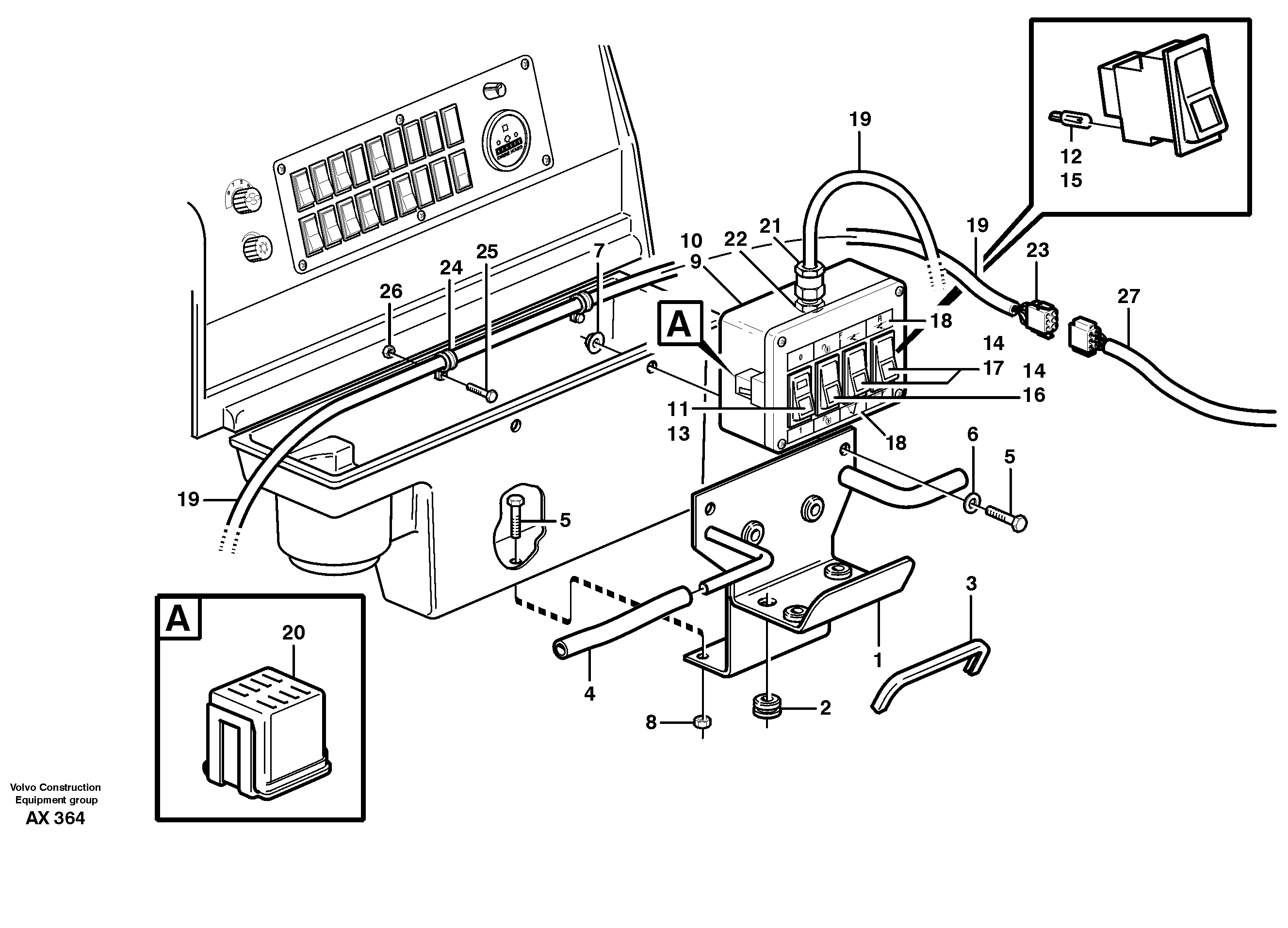 Switch panel.  93483, 94890, 94891 — volvo parts diagram