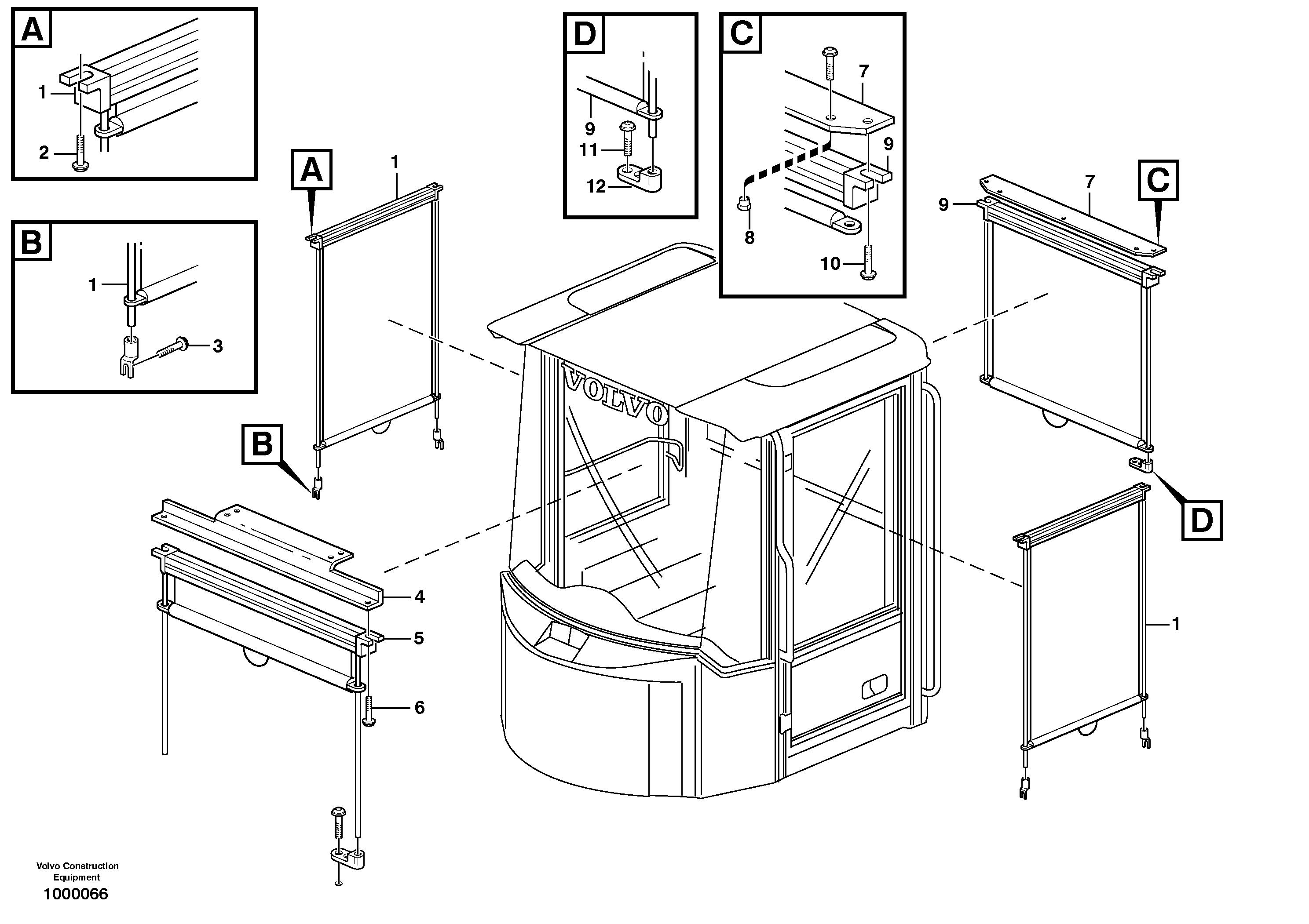 Interior components,sun blinds  80307, 80308 — volvo parts diagram