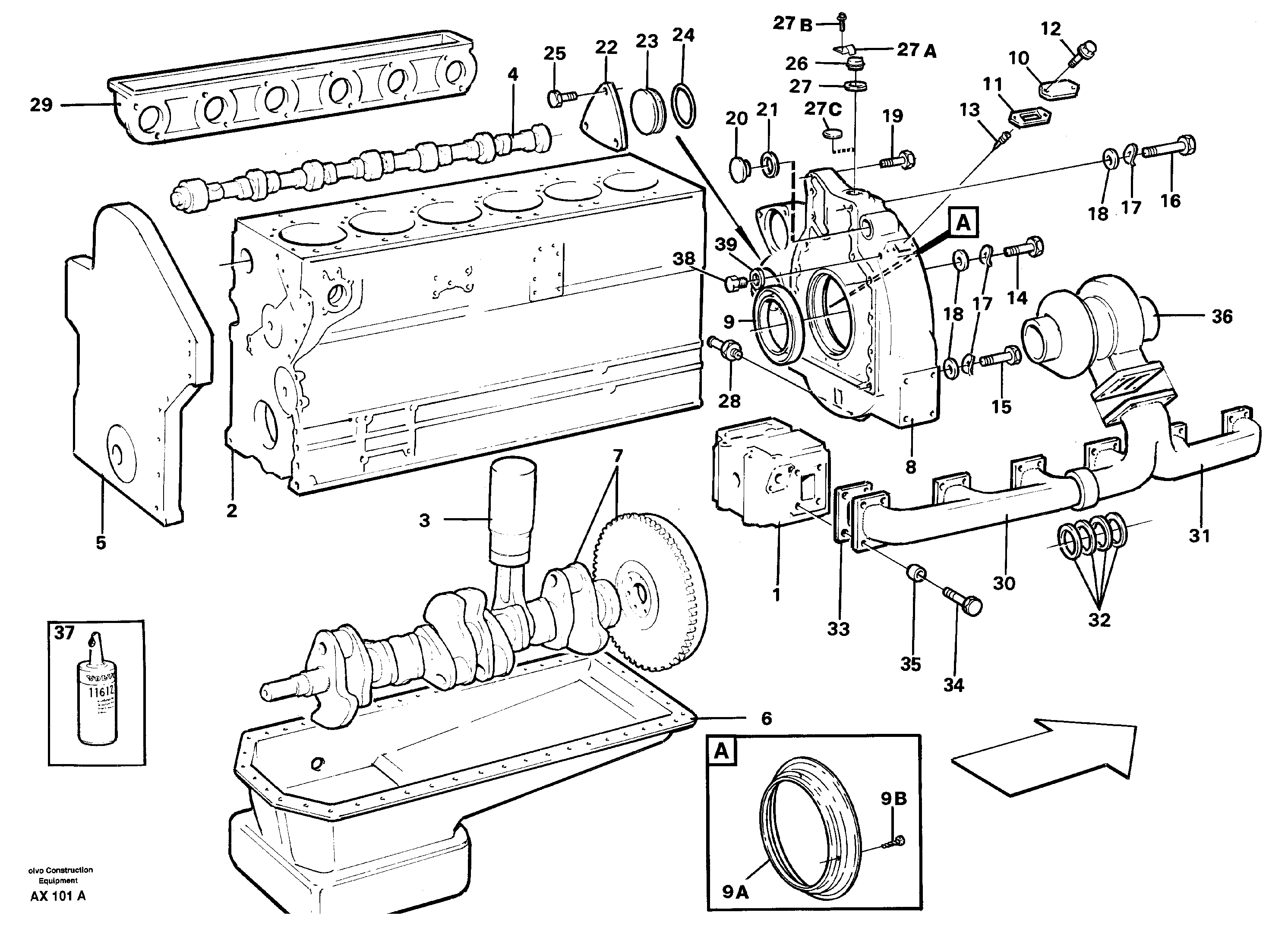 Engine with fitting parts — volvo parts diagram