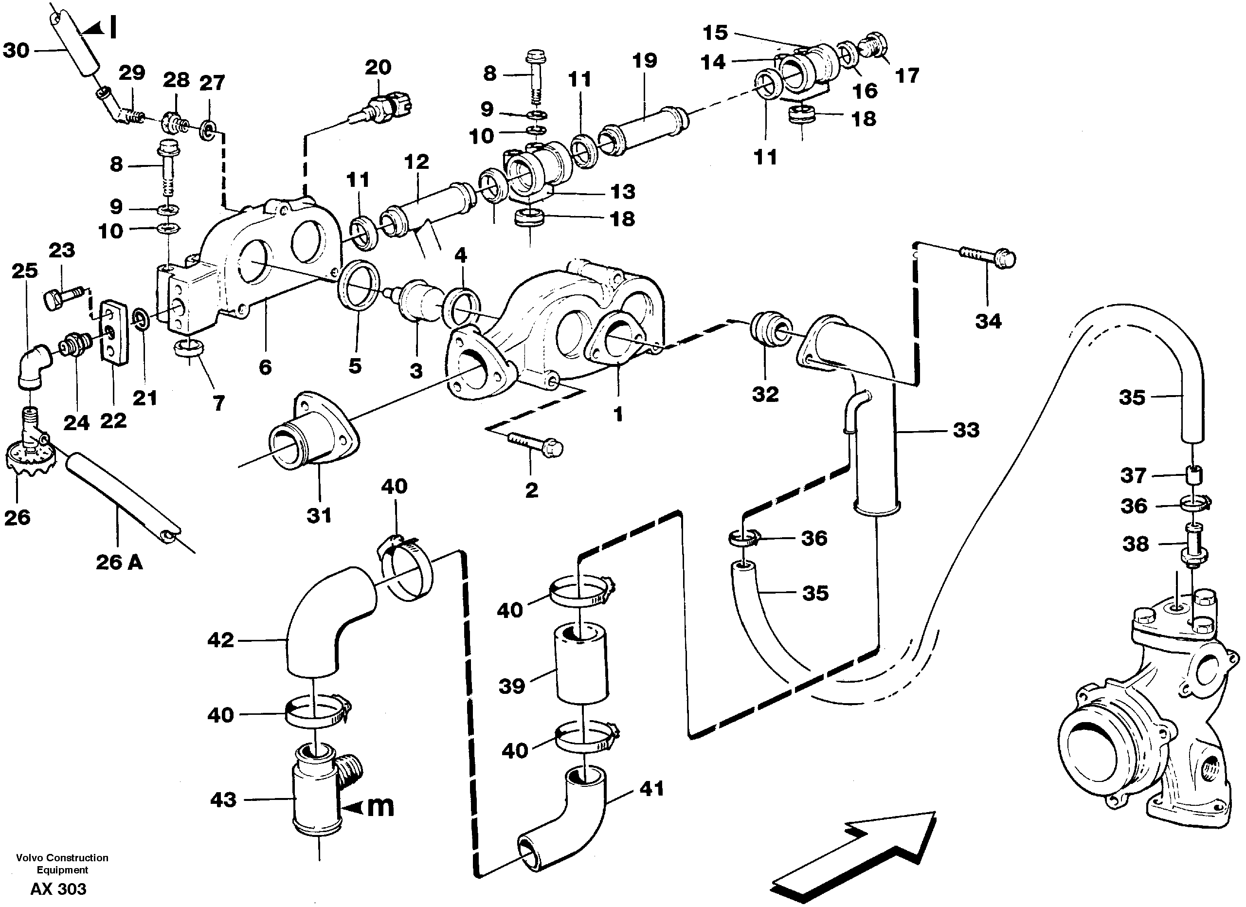 Thermostathousing with fitting parts — volvo parts diagram