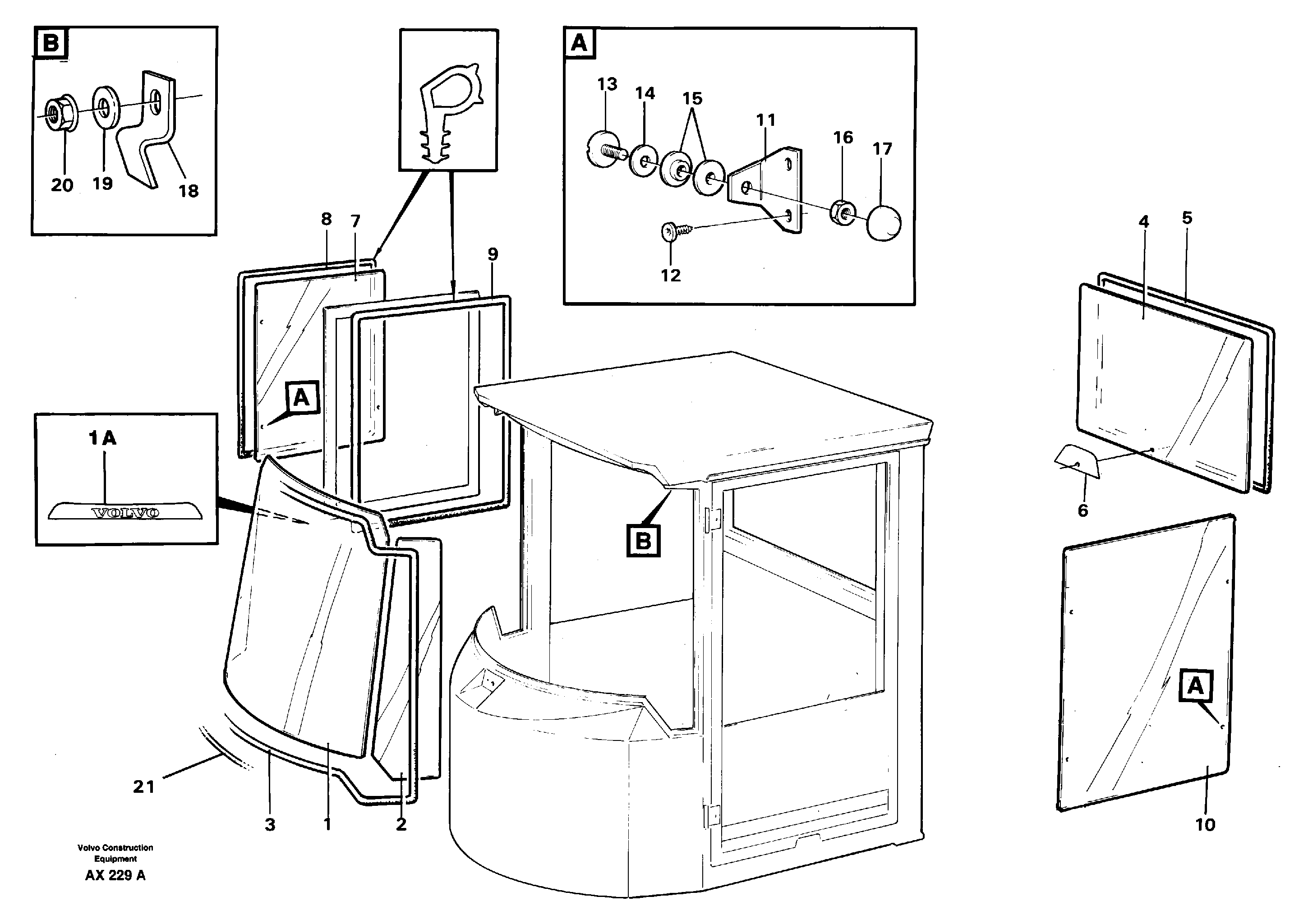 Glass panes — volvo parts diagram