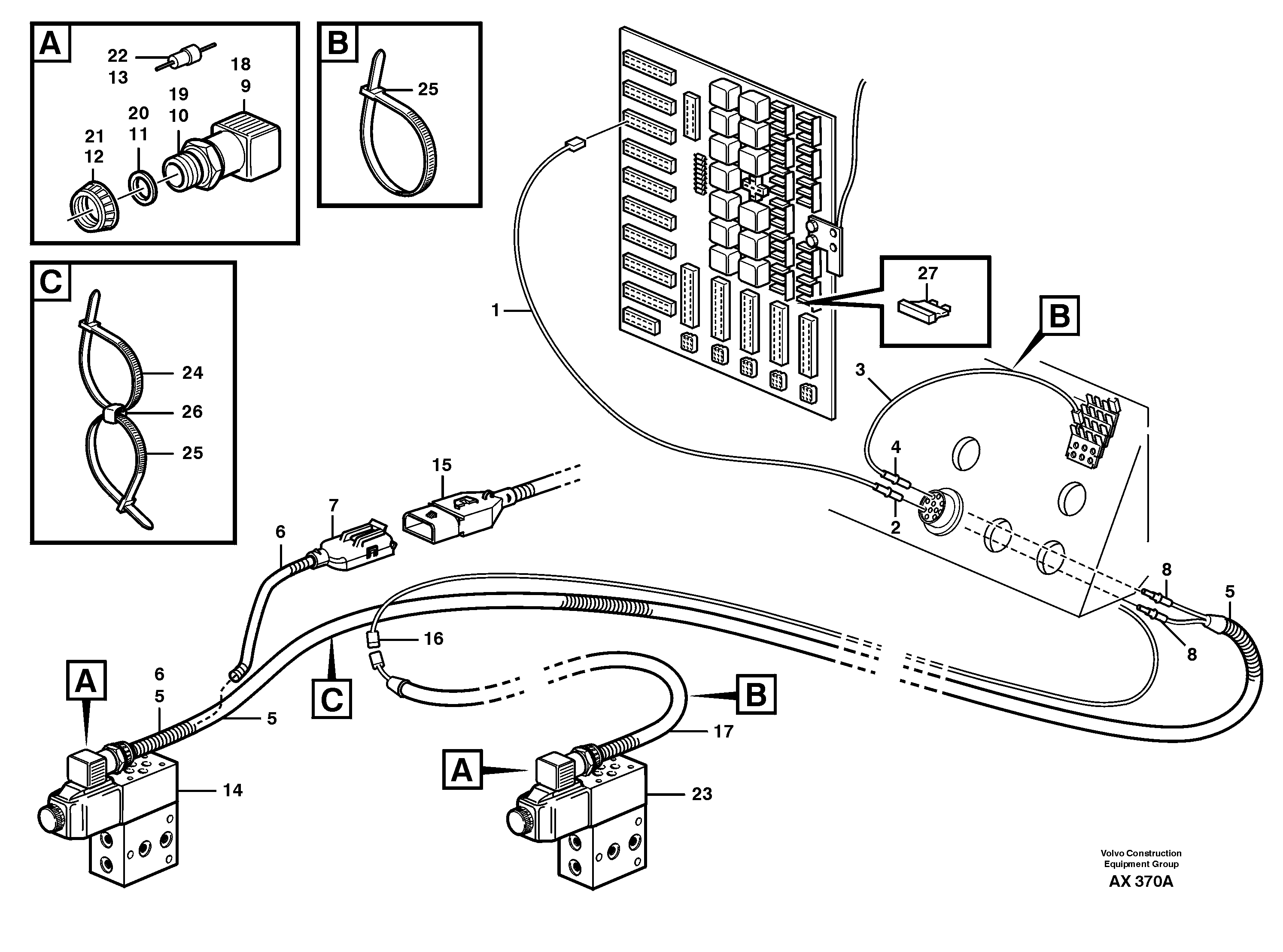 Cable harness, attachment locking  94673, 80018 — volvo parts diagram