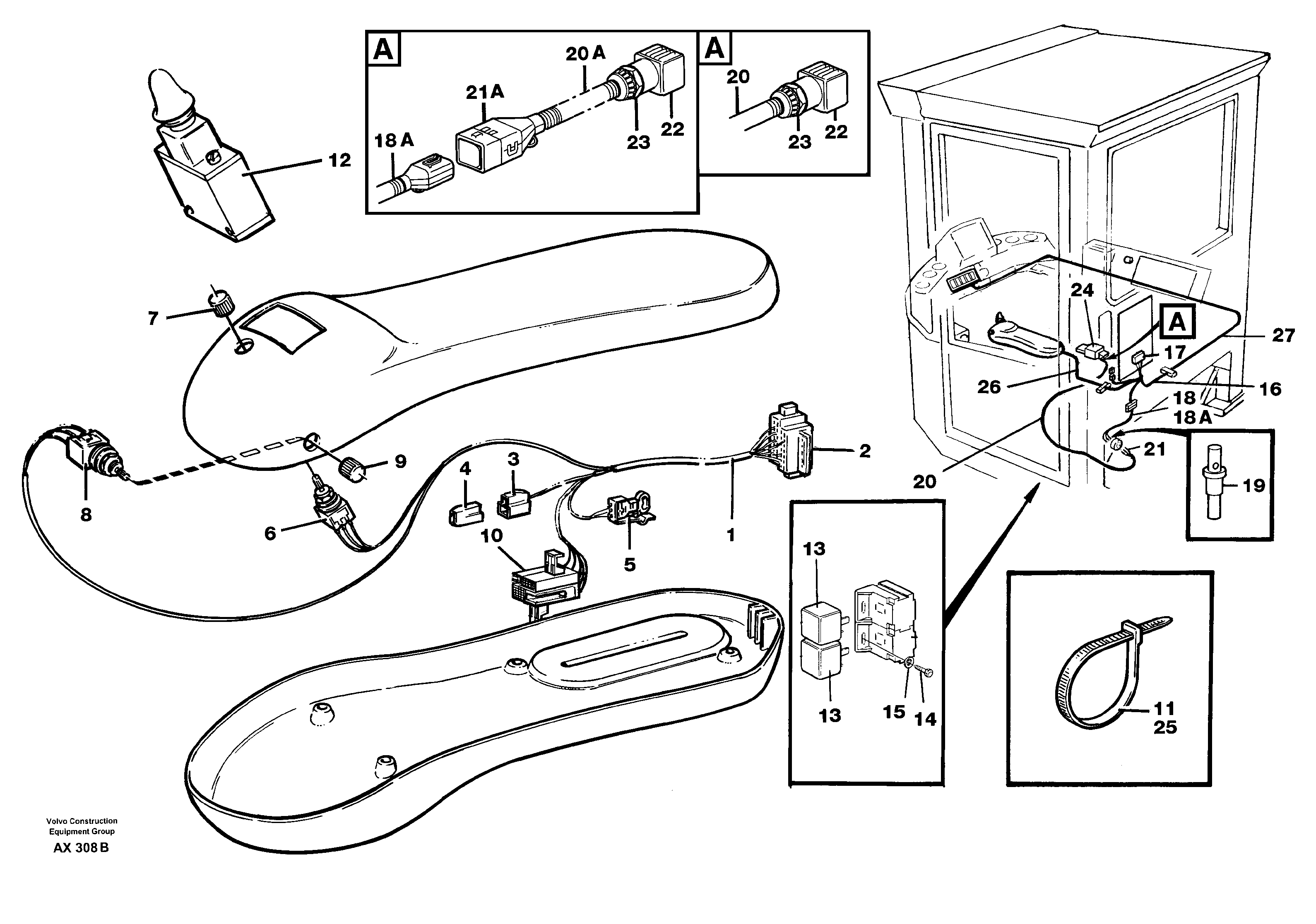 Cable harness for Cdc-steering.  94619, 80015 — volvo parts diagram