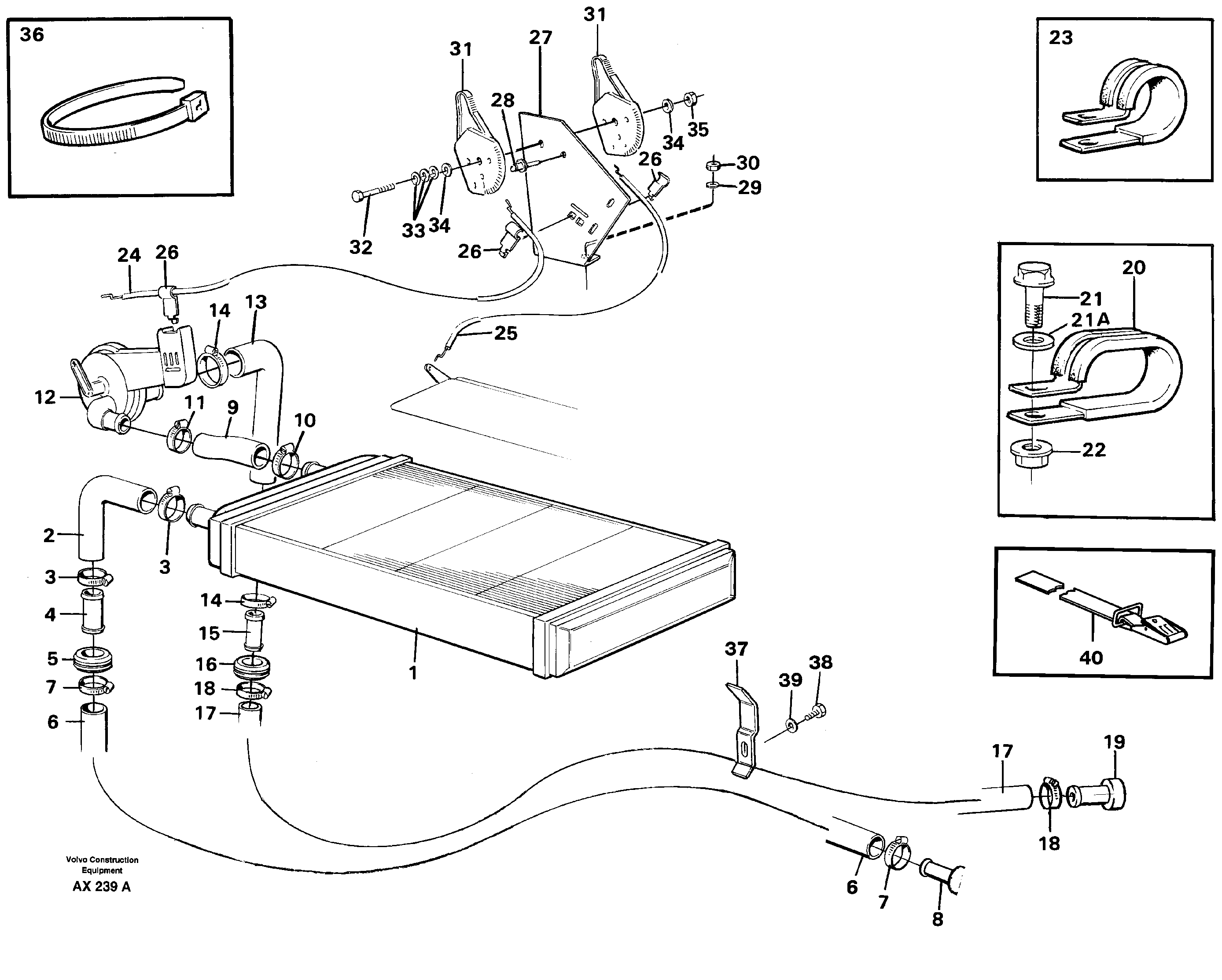 Radiator and control — volvo parts diagram