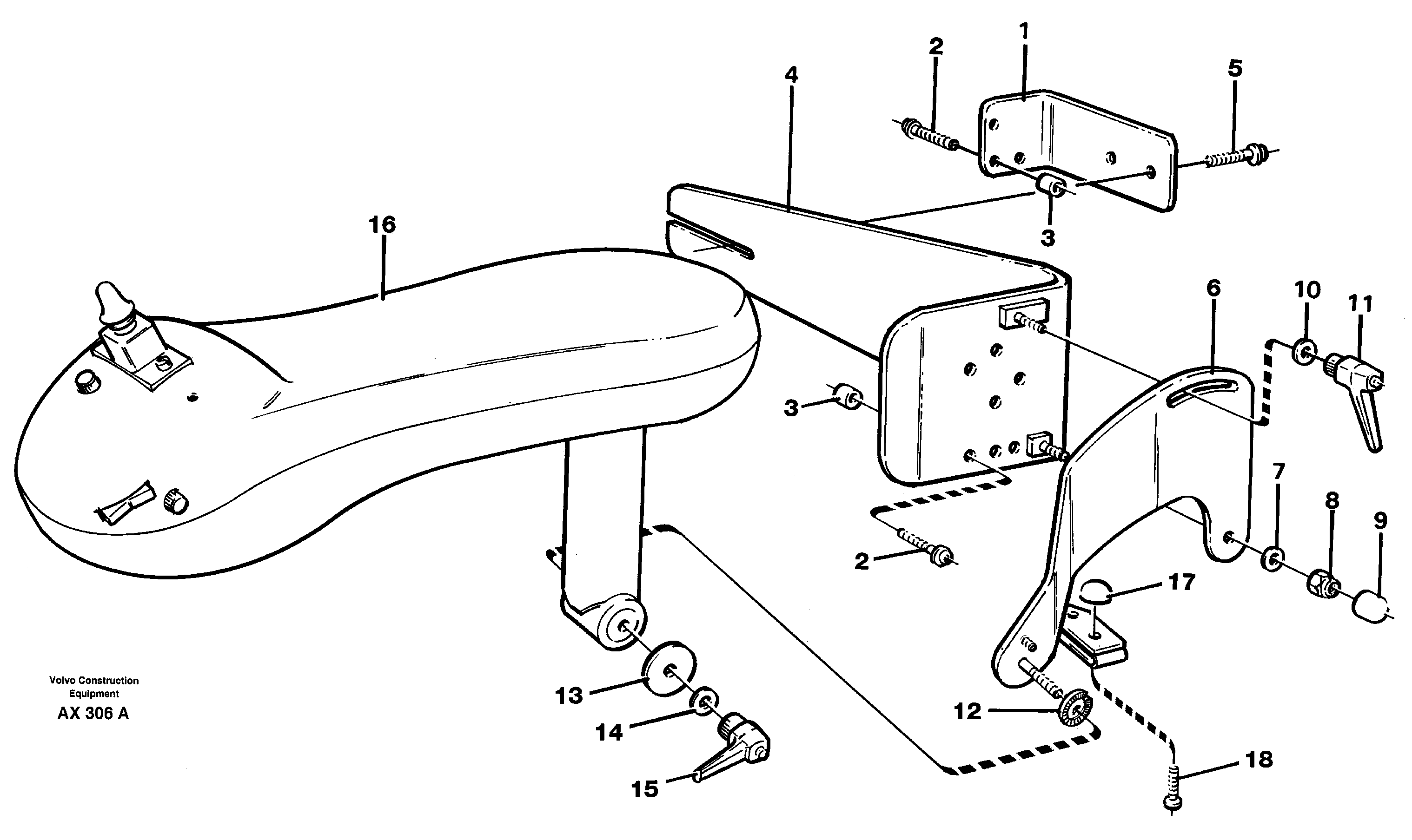 Cdc-steering, armrest, mounting  94619, 80015 — volvo parts diagram