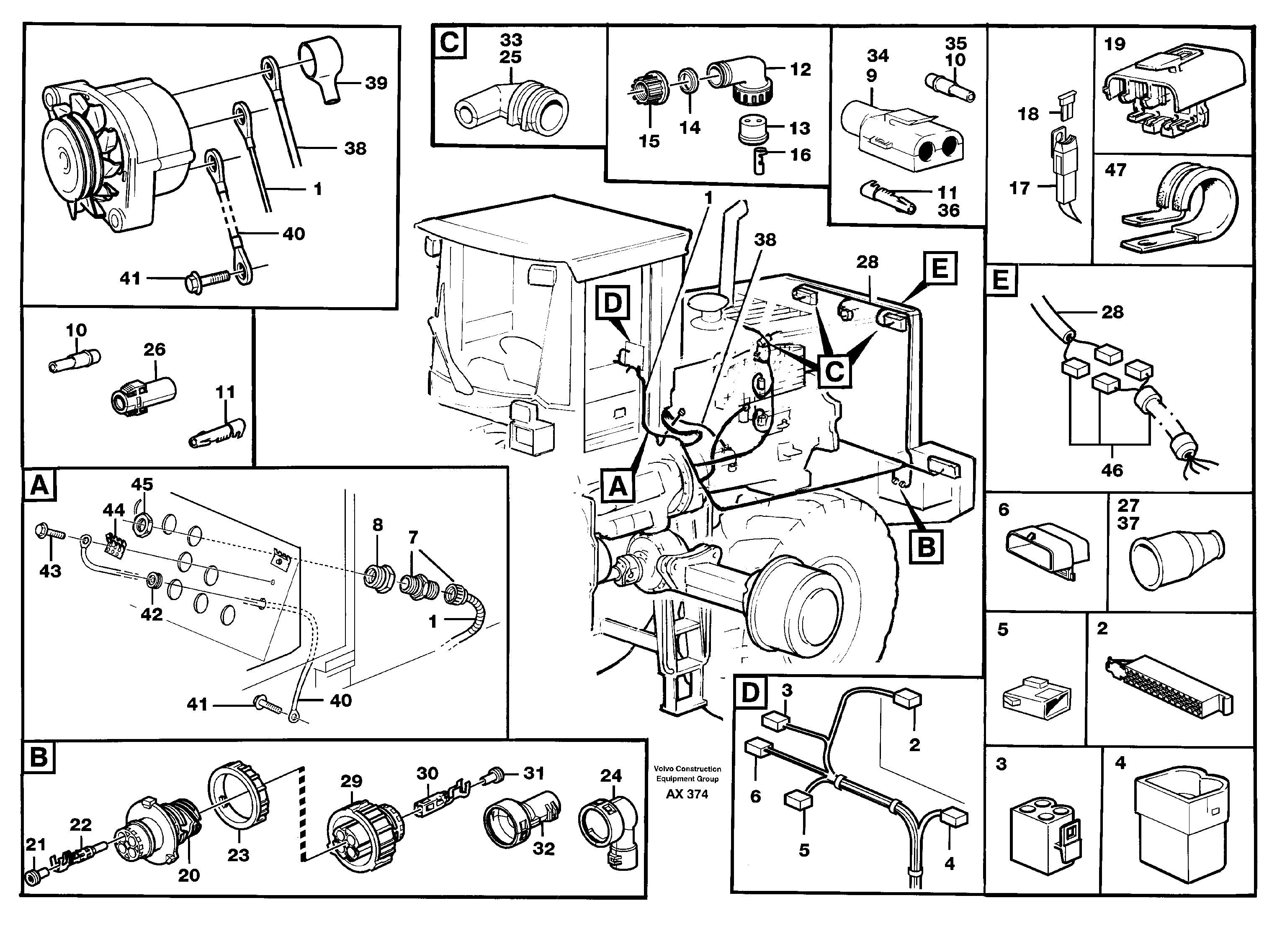 Cable harnesses, rear  SER NO 60365 -, 31707 SER NO 68060 - — volvo parts diagram