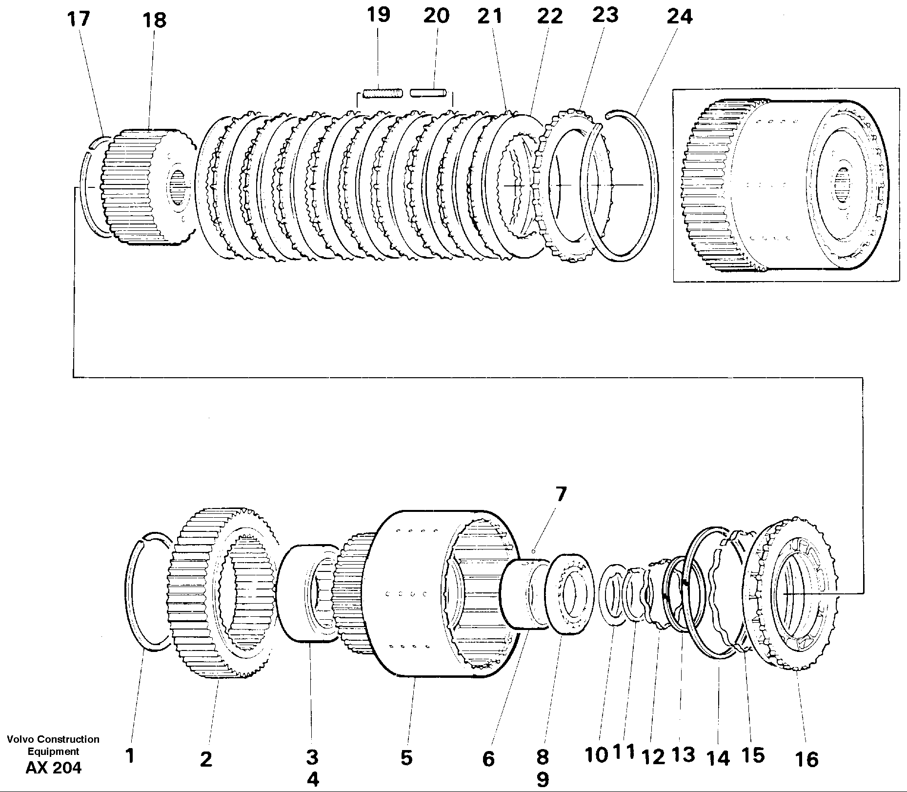 Clutch drum, First & second — volvo parts diagram