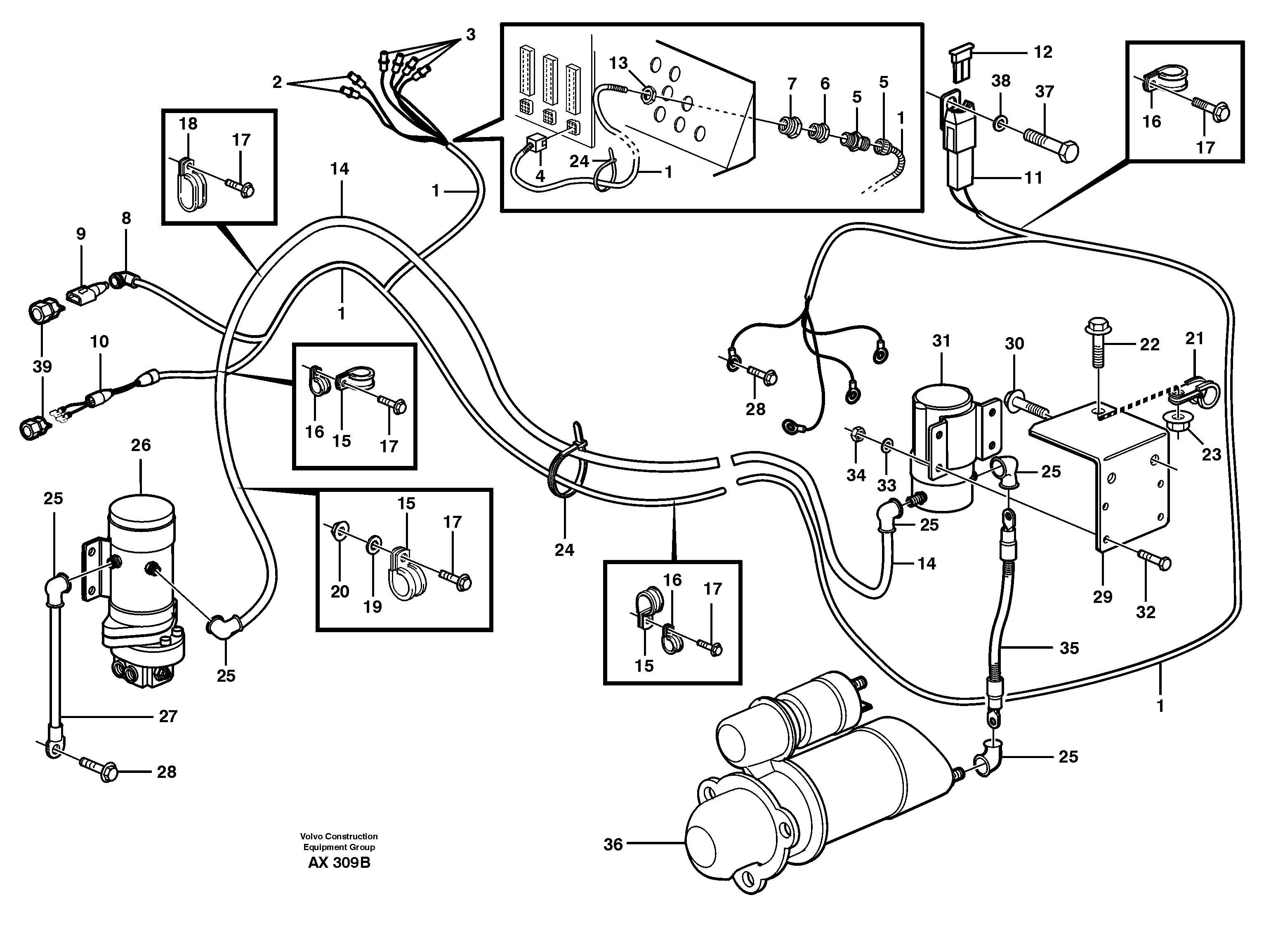 Cable harness, secondary steering system.  94612, 80016 — volvo parts diagram