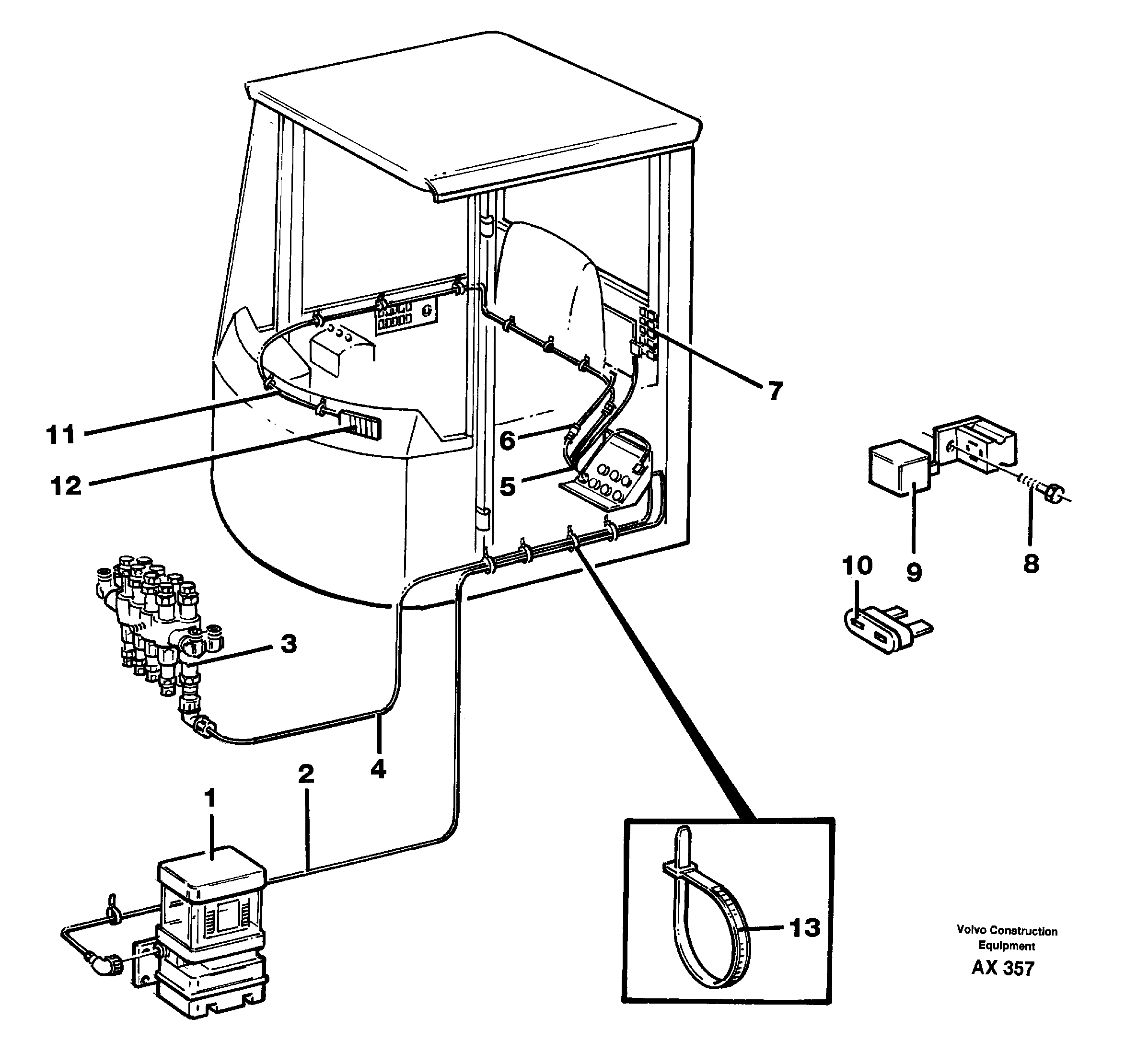 Cable harness for central lubrication  94930 — volvo parts diagram
