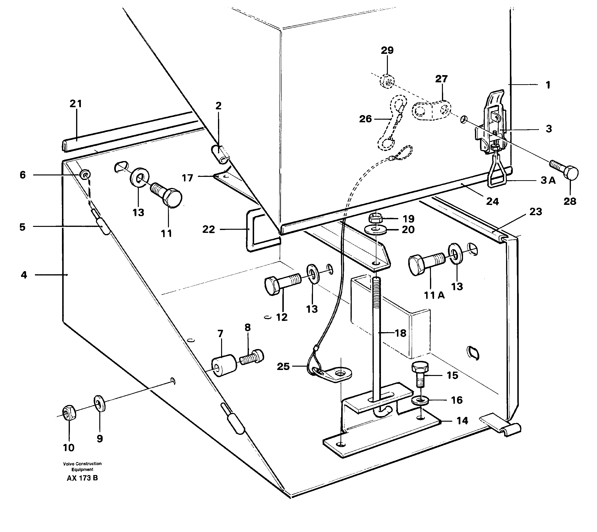 Battery box with fitting parts — volvo parts diagram