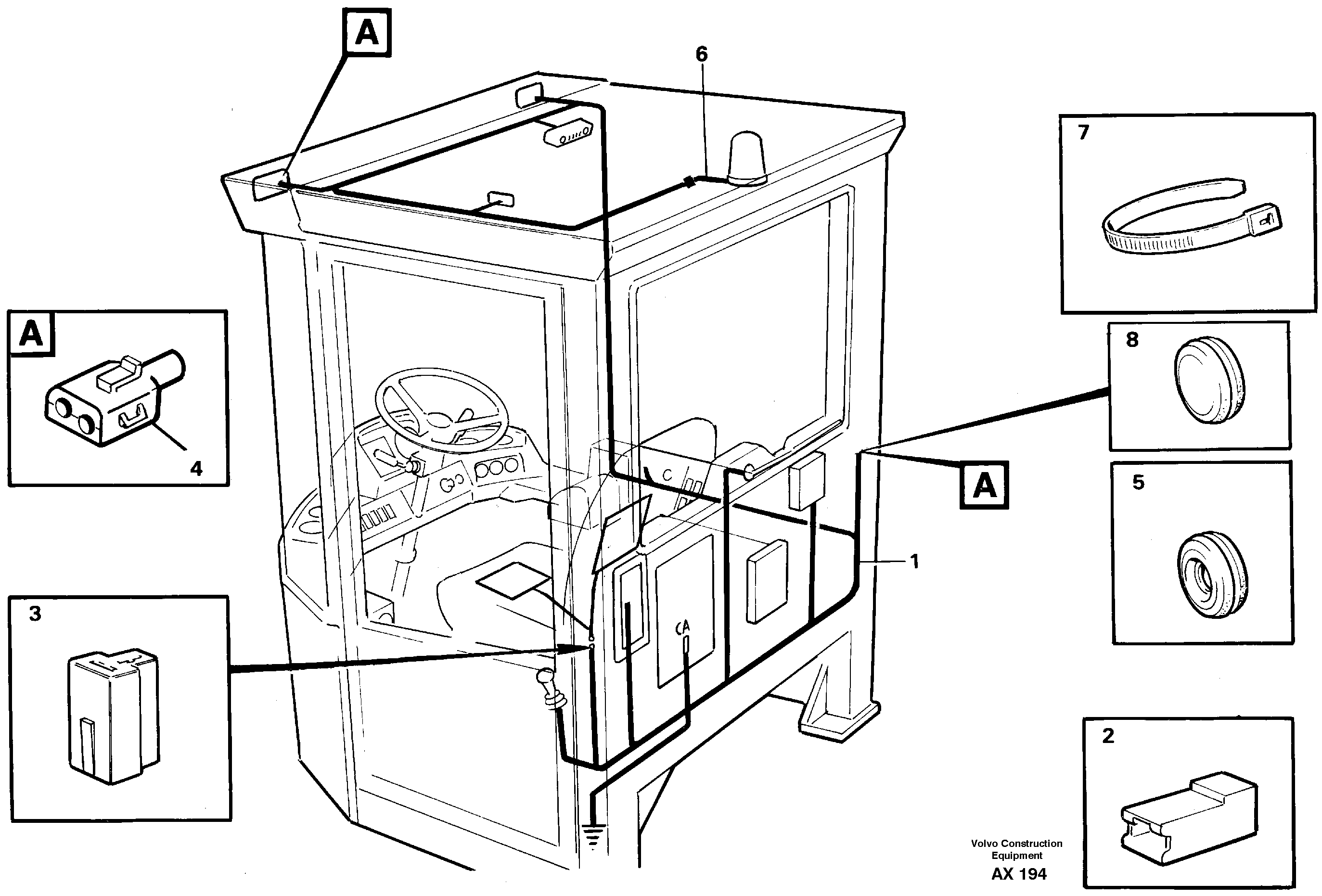 Cable harnesses, cab — volvo parts diagram