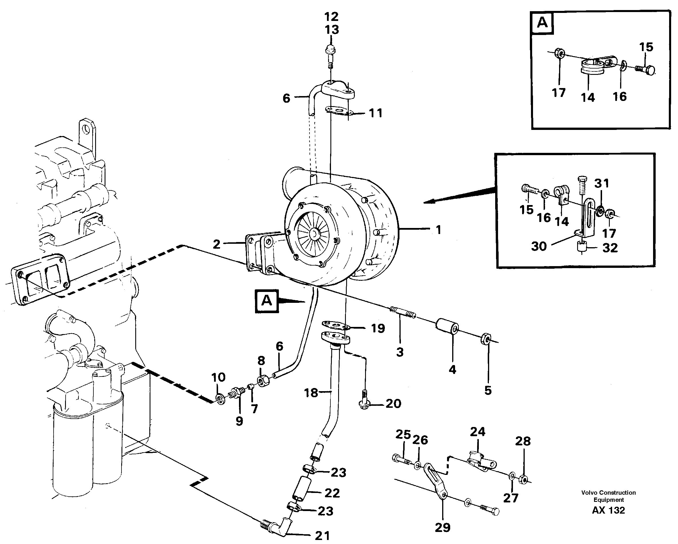 Turbocharger with fitting parts — volvo parts diagram