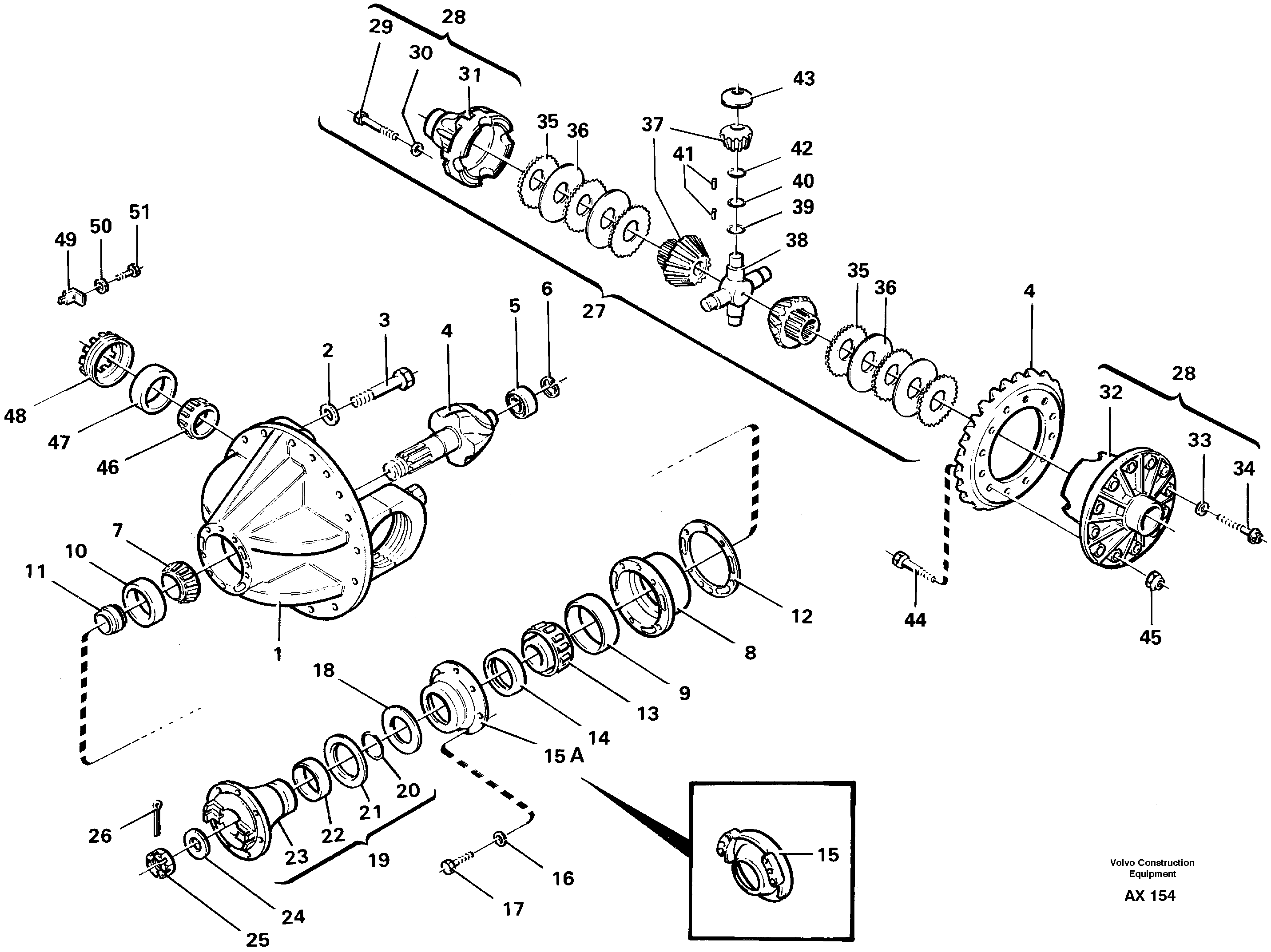 Differential carrier, forward / rear — volvo parts diagram