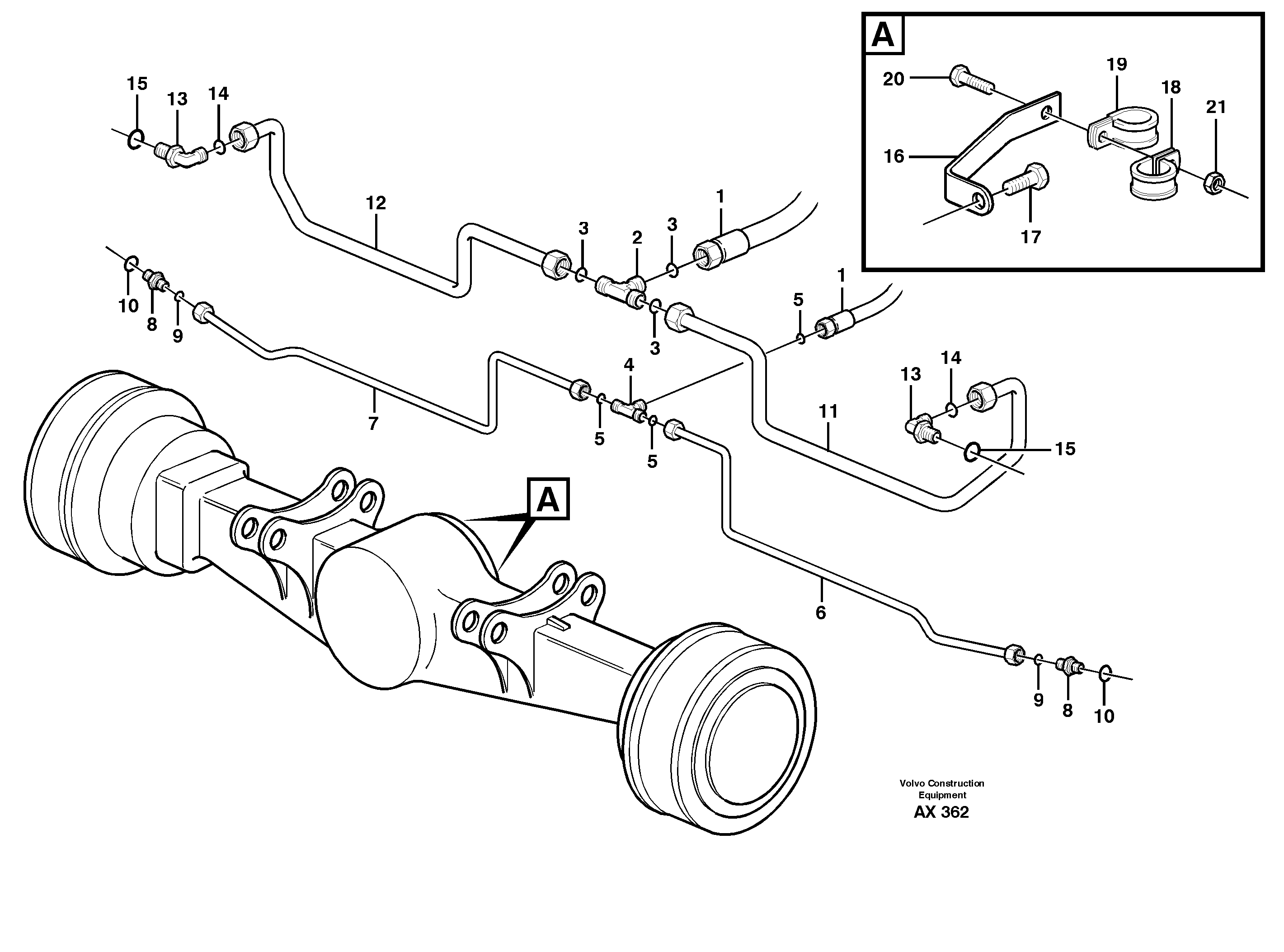 Brake cooling system: front lines  SER NO 60338 -, 31707 SER NO 68058 - — volvo parts diagram