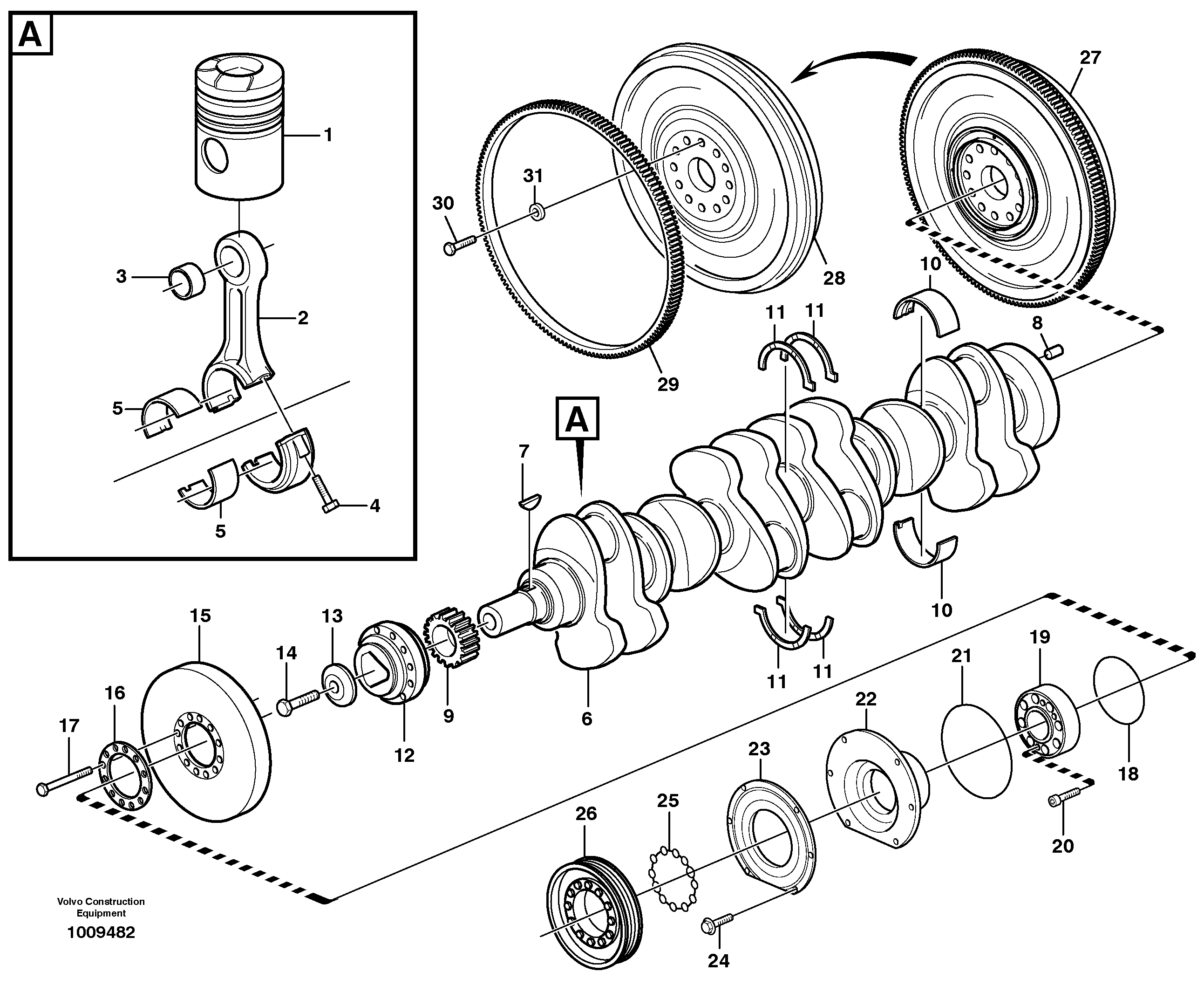 Crankshaft and related parts — volvo parts diagram