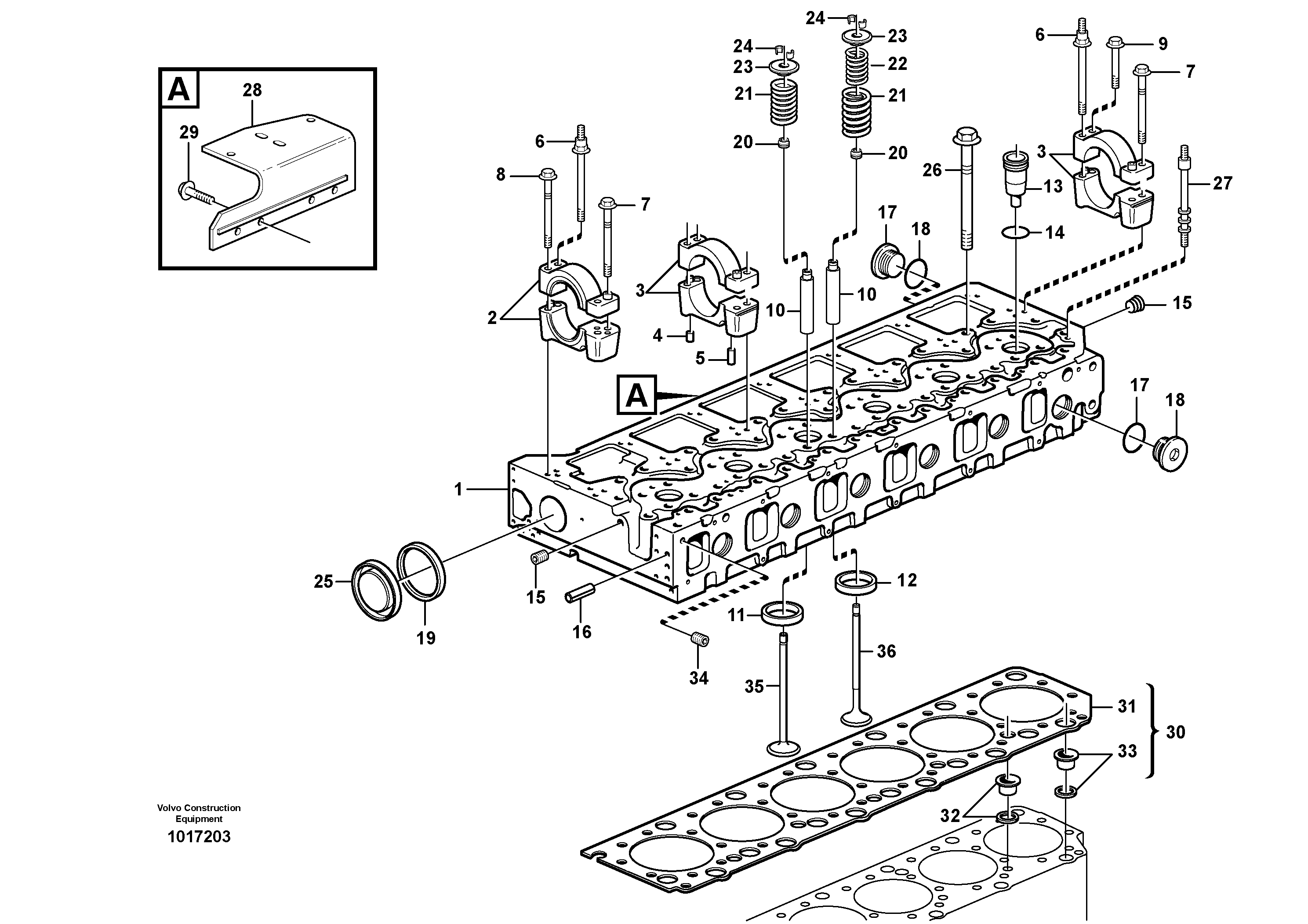 Cylinder head — volvo parts diagram