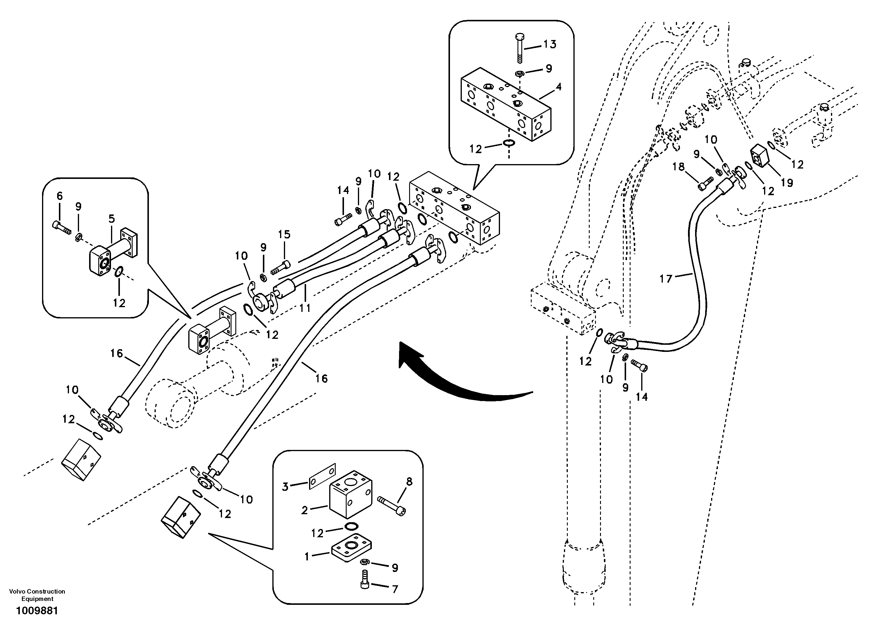 Working hydraulic, clamshell — volvo parts diagram
