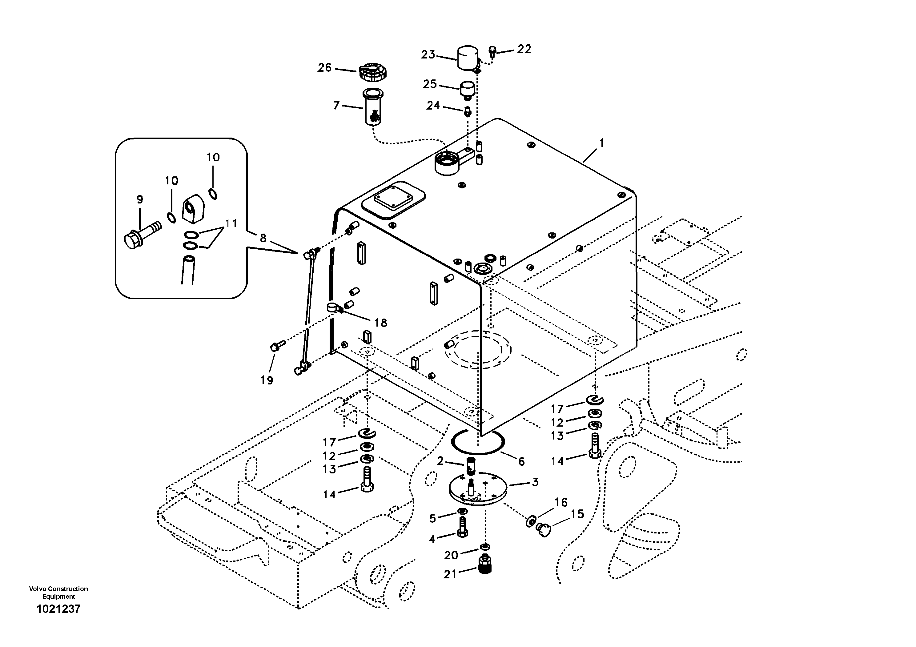 Fuel tank with fitting parts — volvo parts diagram