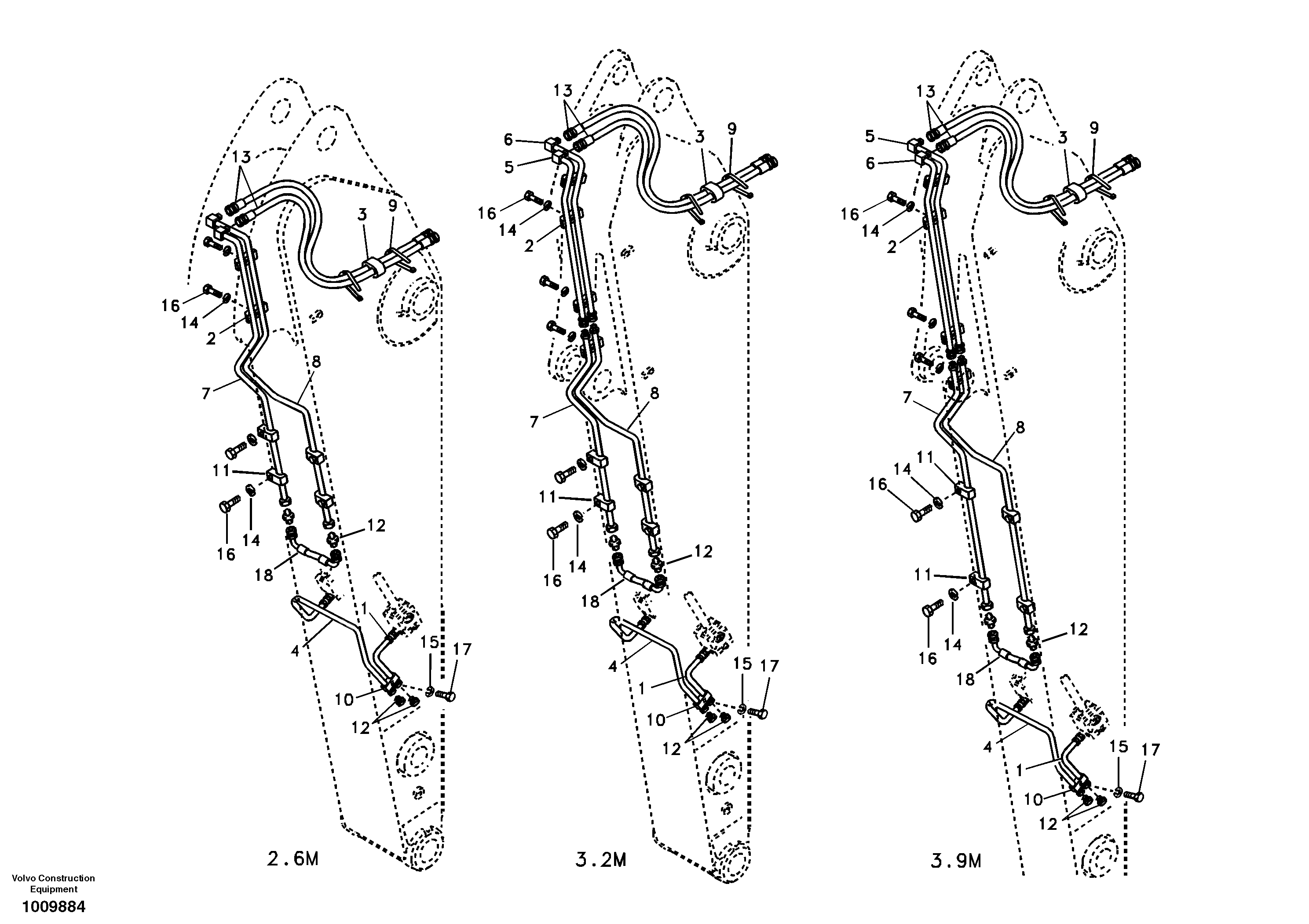 Working hydraulic, slope and rotator on dipper arm — volvo parts diagram