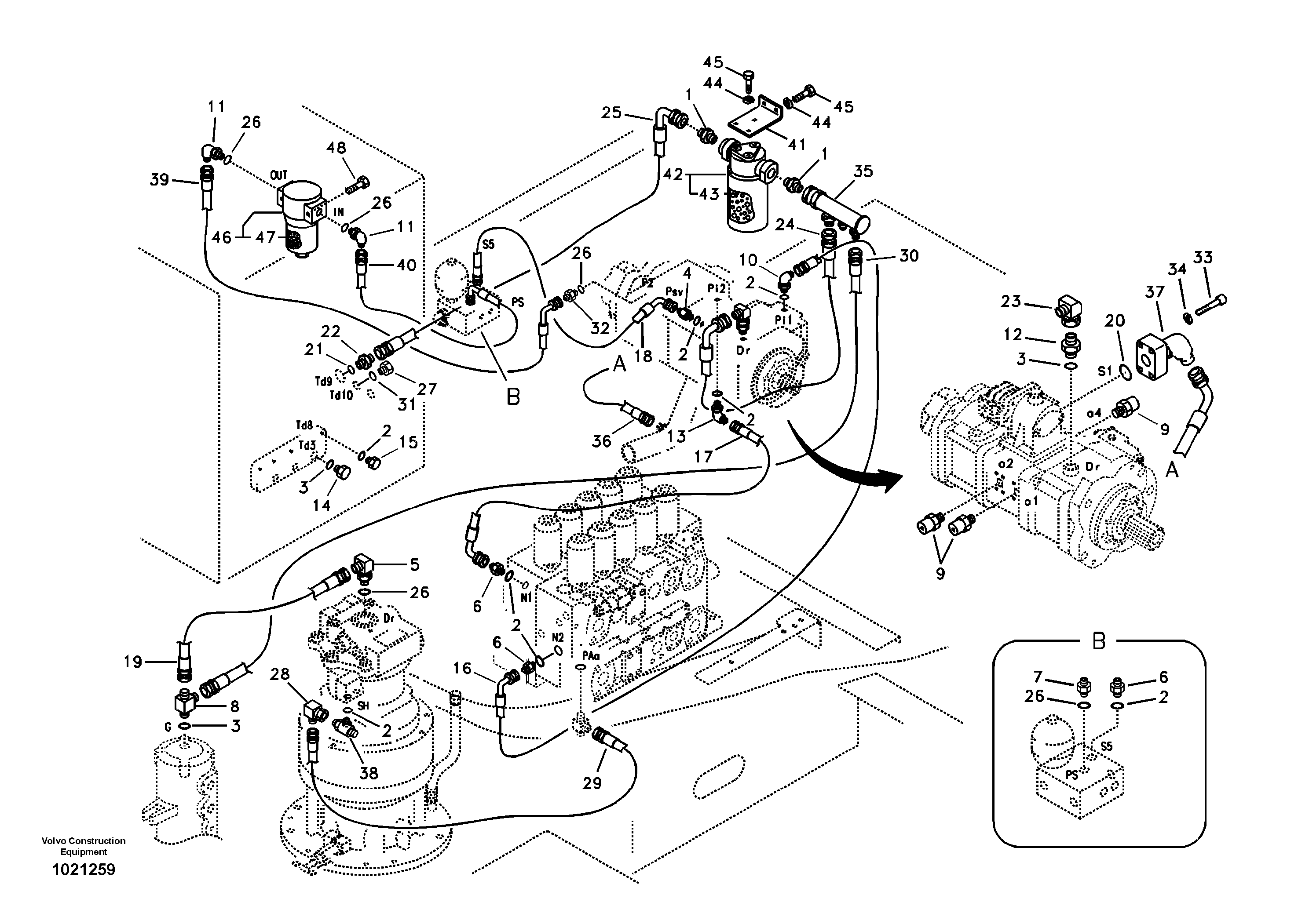 Servo system, control valve to solenoid valve — volvo parts diagram