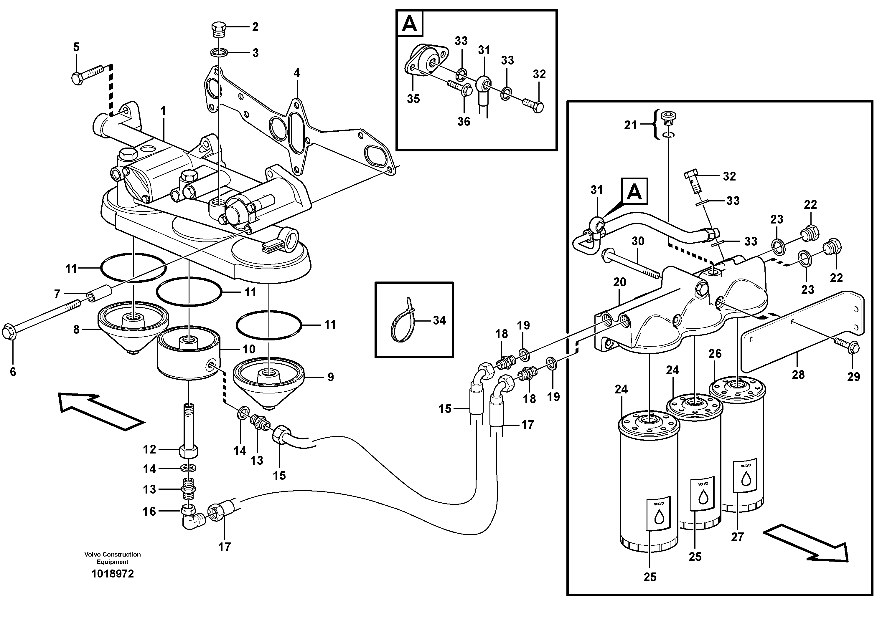 Oil filter with fitting parts — volvo parts diagram