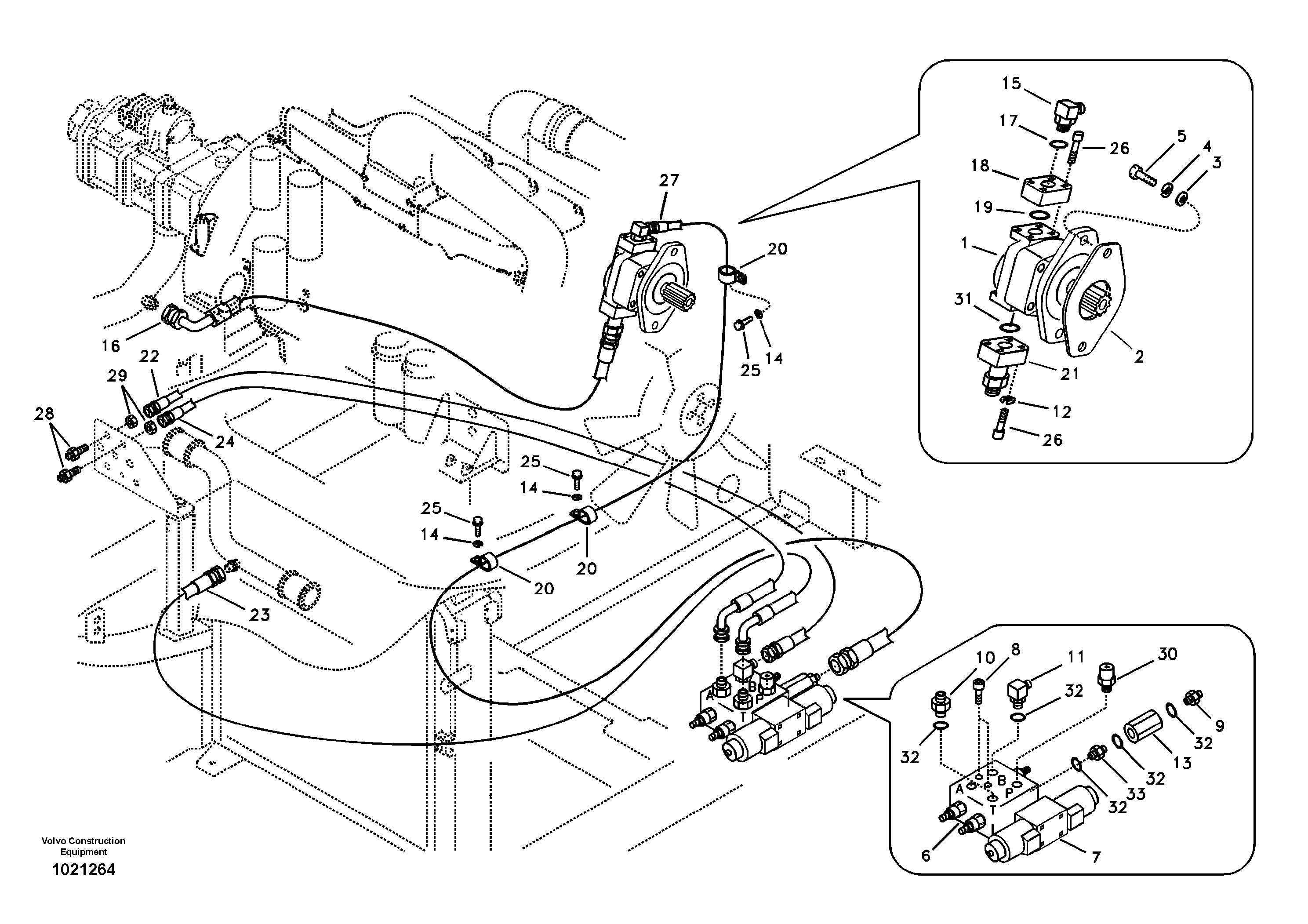 Working hydraulic, slope and rotator on upper frame — volvo parts diagram