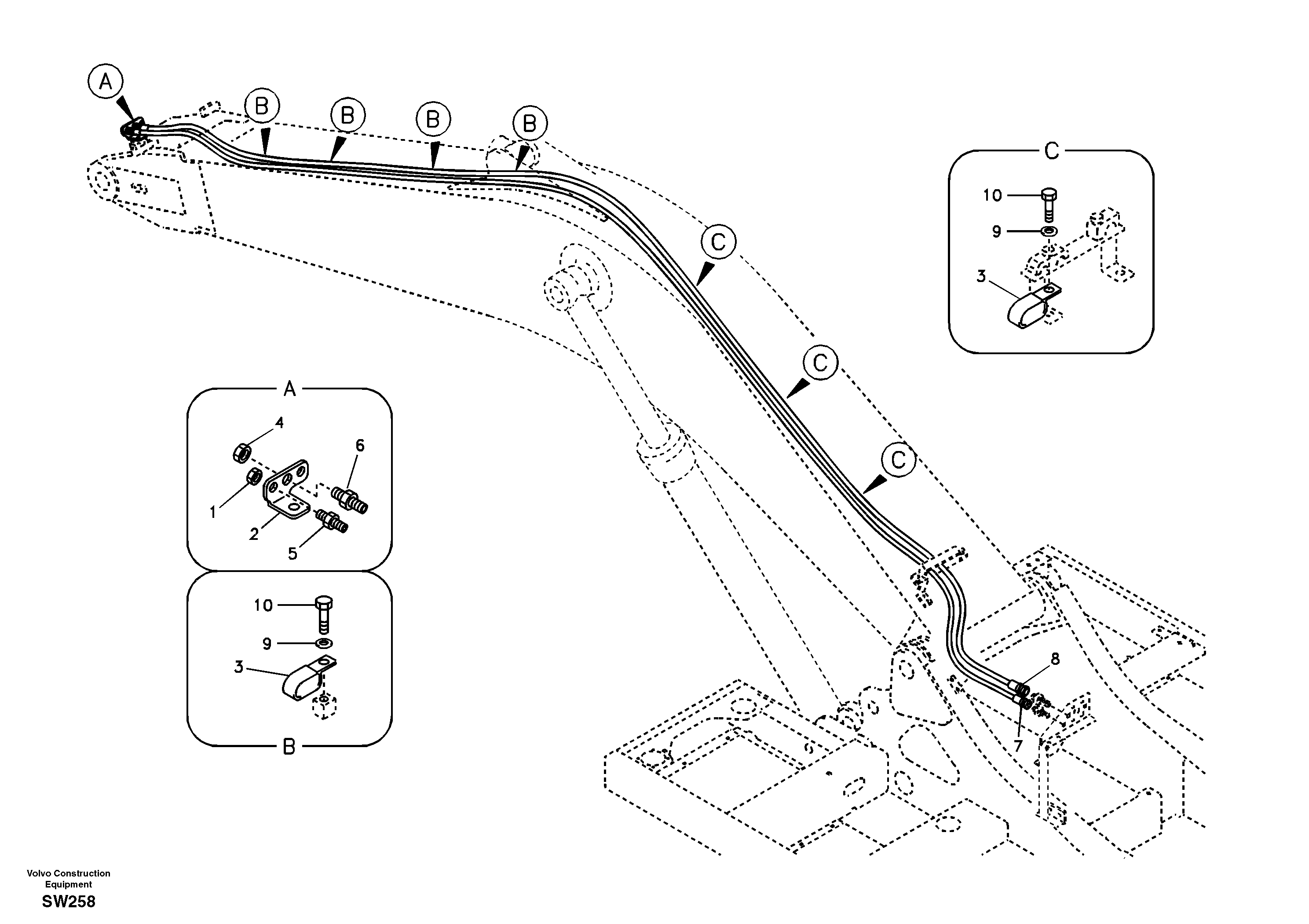 Working hydraulic, quick fit on boom — volvo parts diagram