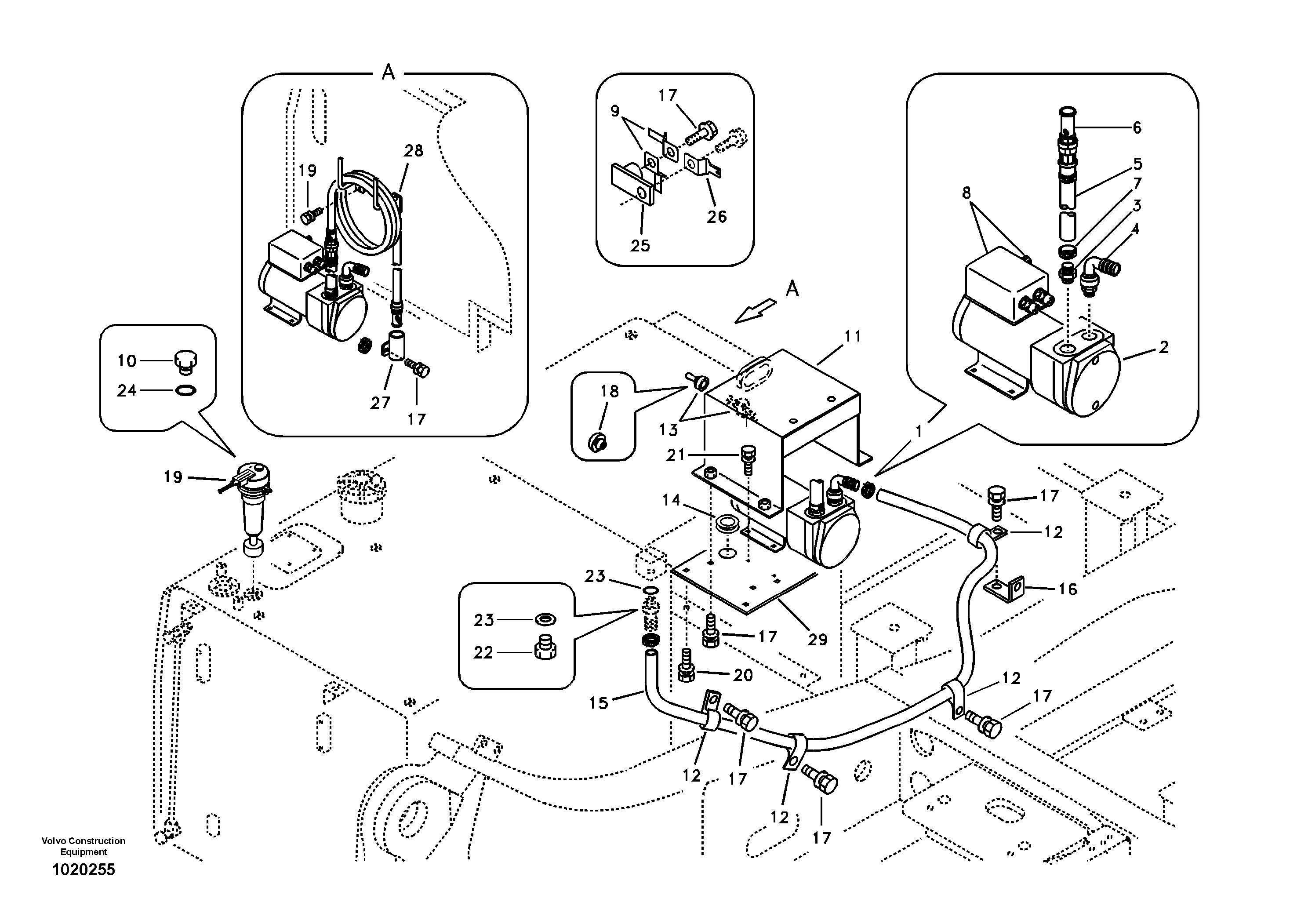 Fuel filling pump with assembling details — volvo parts diagram