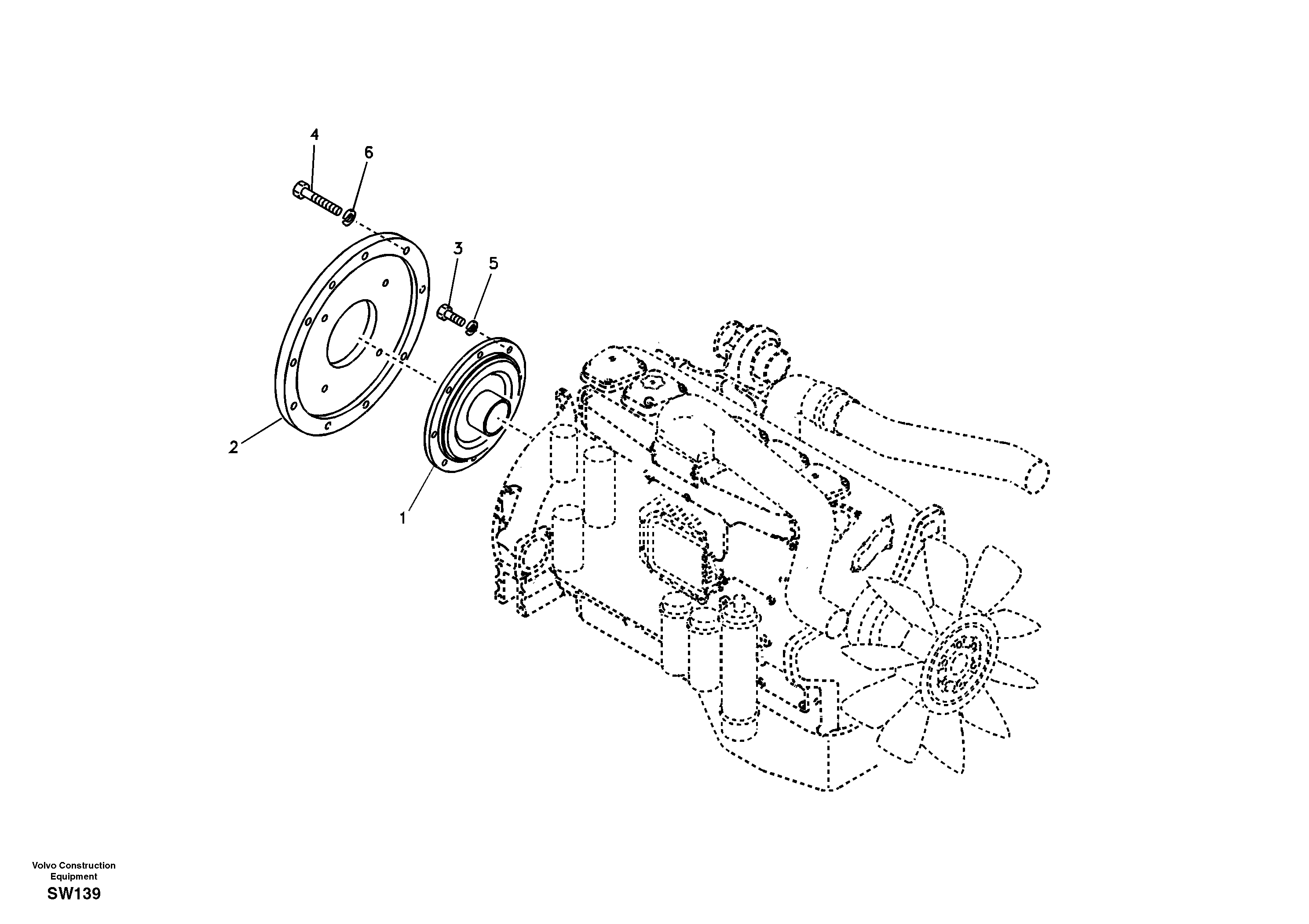Pump gearbox with assembling parts — volvo parts diagram