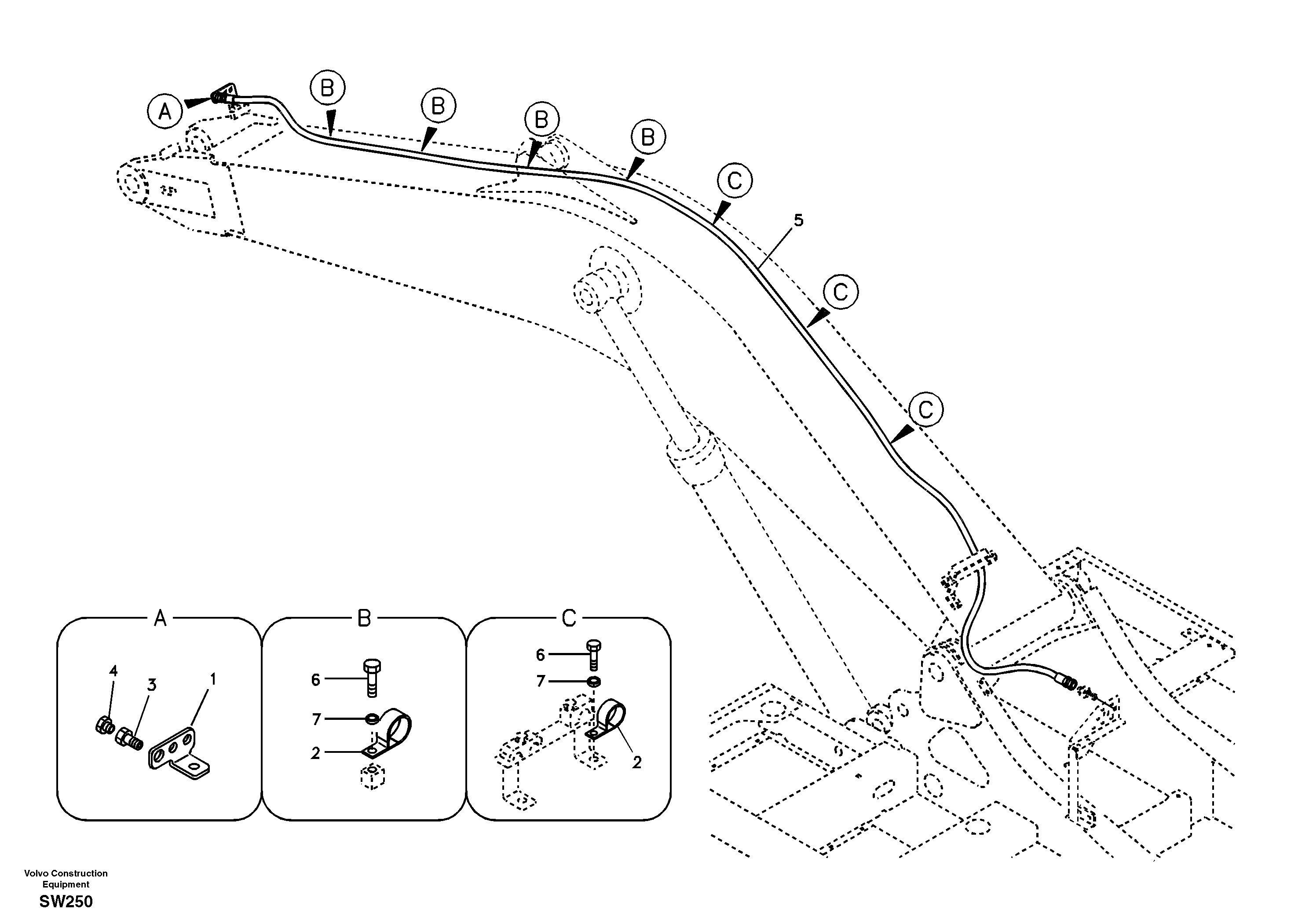 Working hydraulic, oil leak on boom — volvo parts diagram