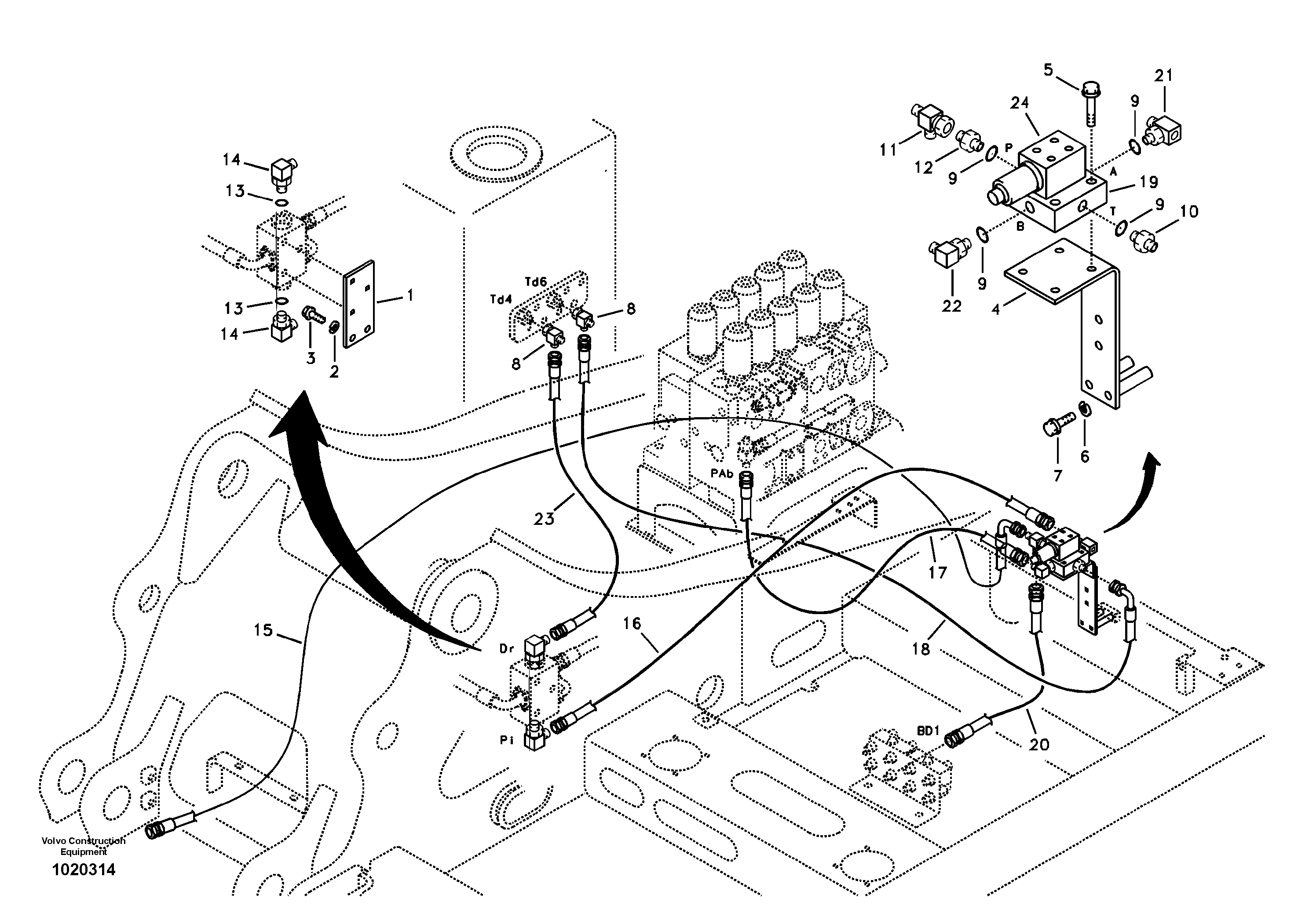 Servo system, control valve to solenoid valve — volvo parts diagram