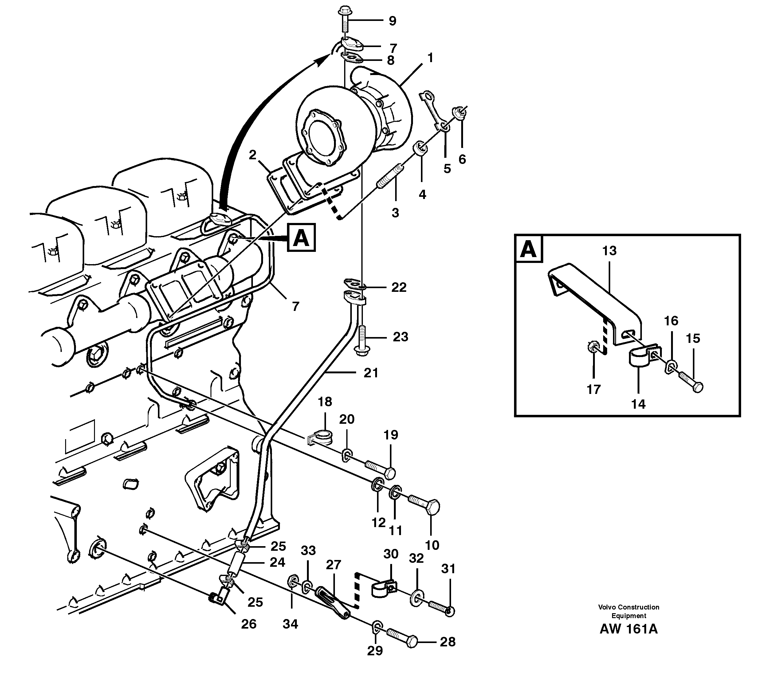 Turbocharger with fitting parts — volvo parts diagram
