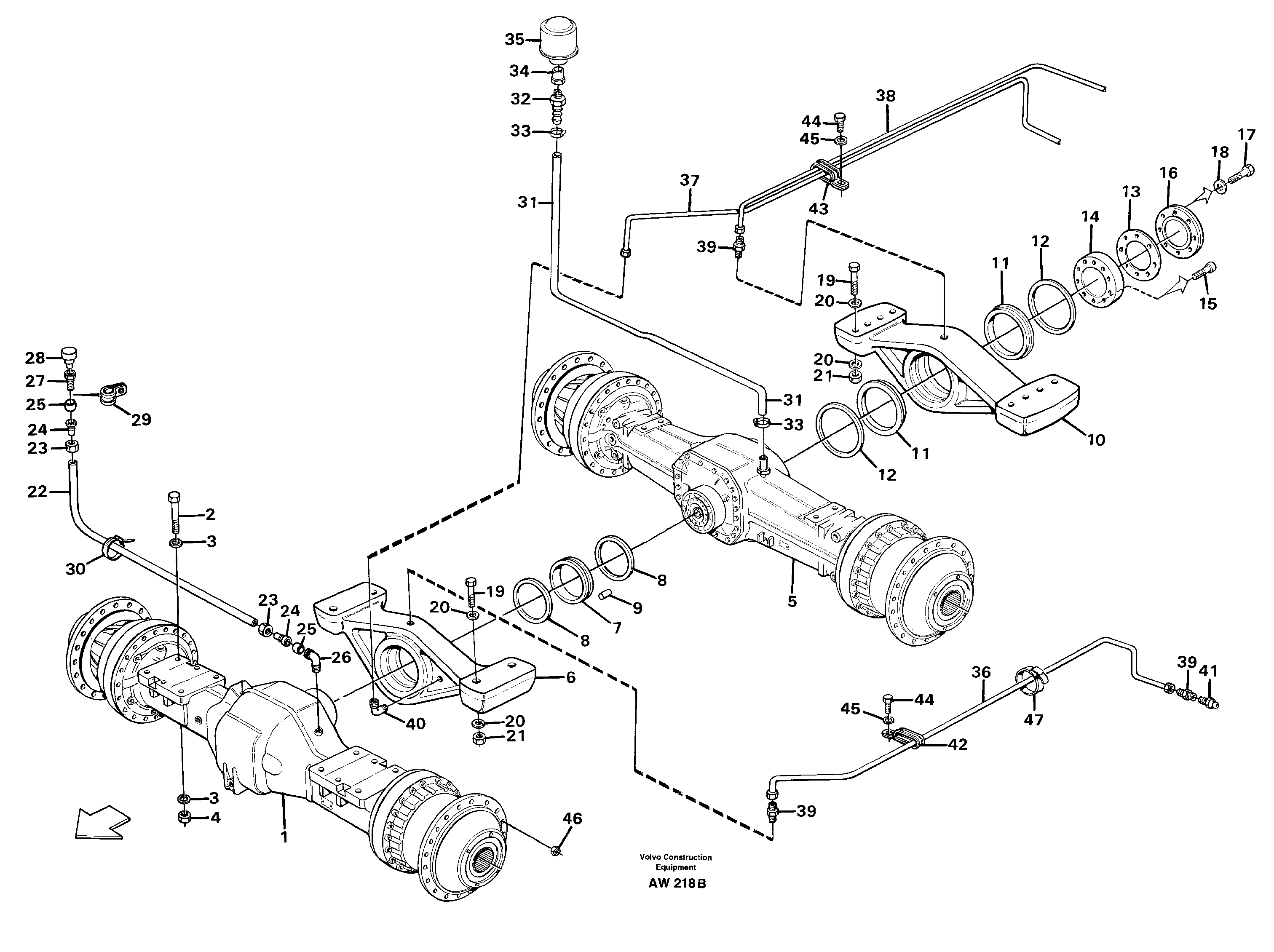 Planet shafts with fitting parts  AWB 40 — volvo parts diagram
