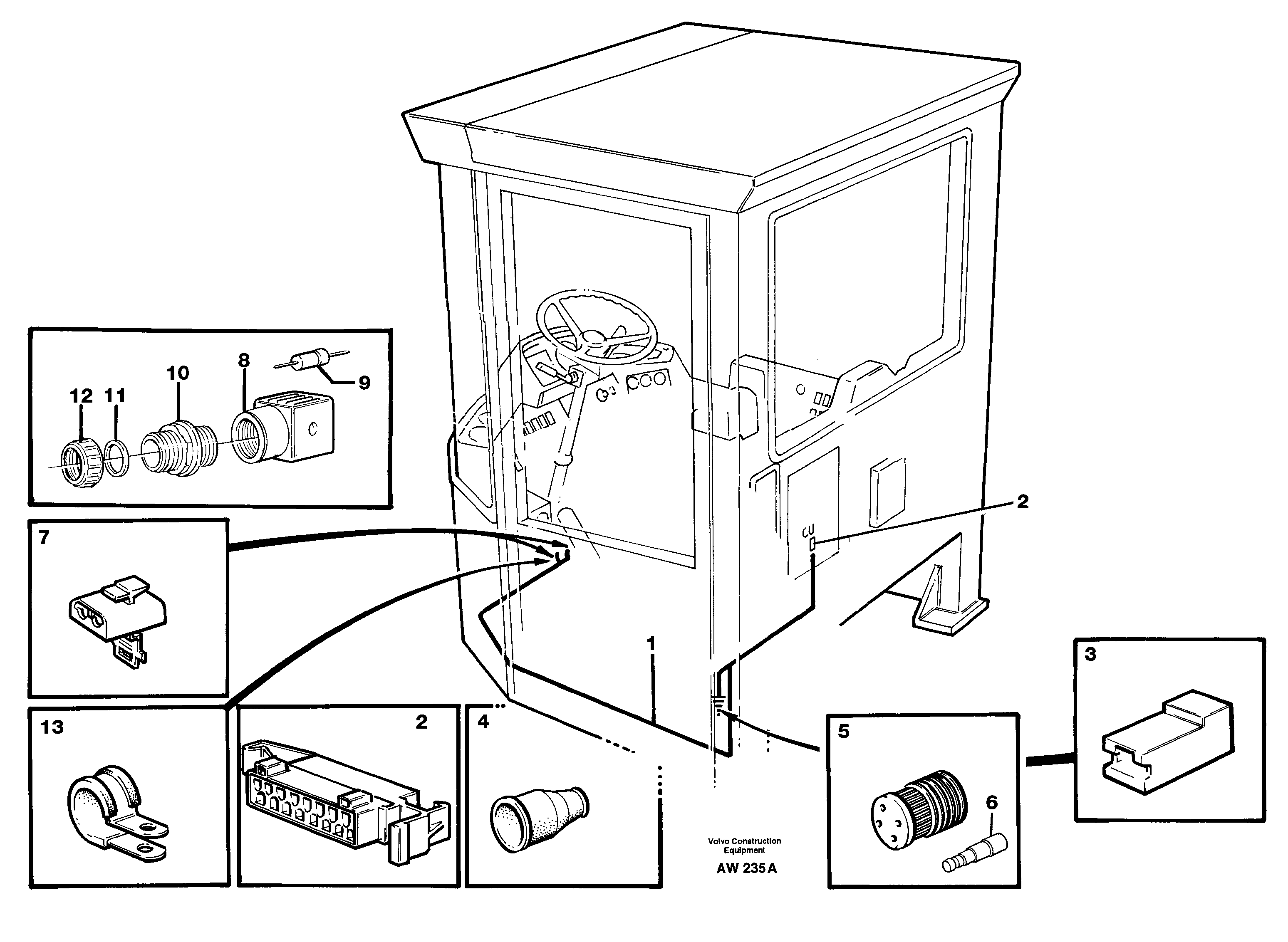 Cable harnesses, cab — volvo parts diagram