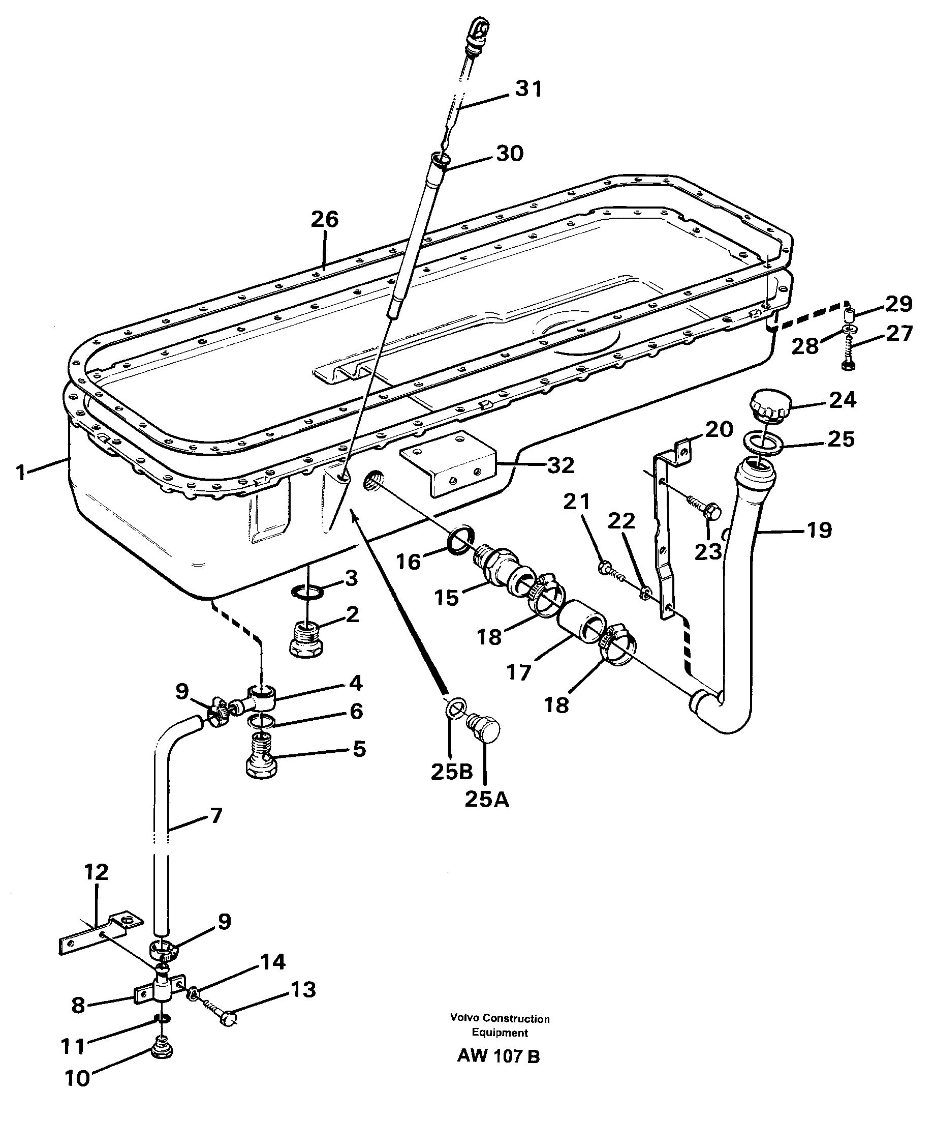 Oil sump  STD SER NO - 2824, 2826 - 2848, 2850 - 3000. — volvo parts diagram