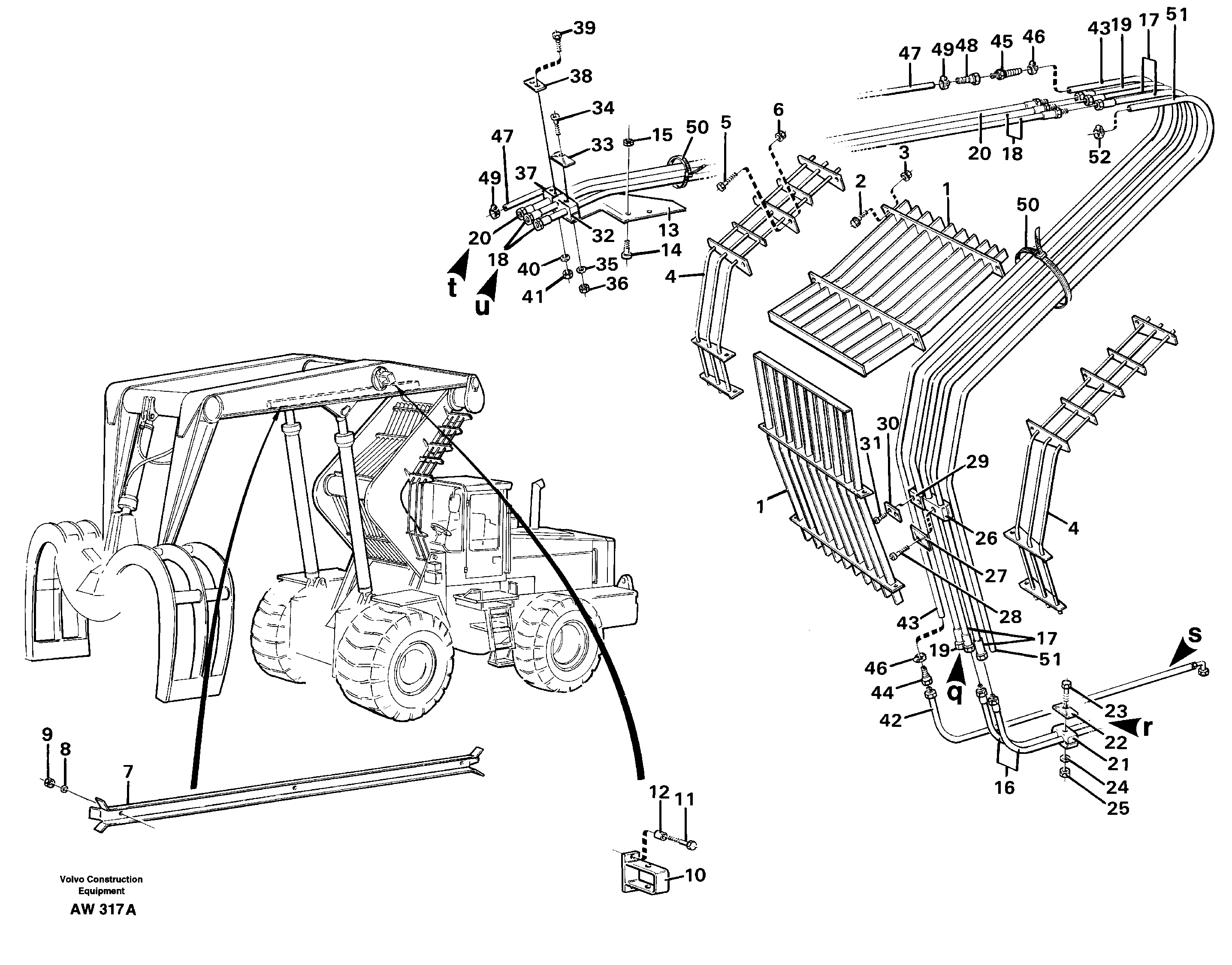 Protection and hose assembly, high lift unit.  33808 — volvo parts diagram