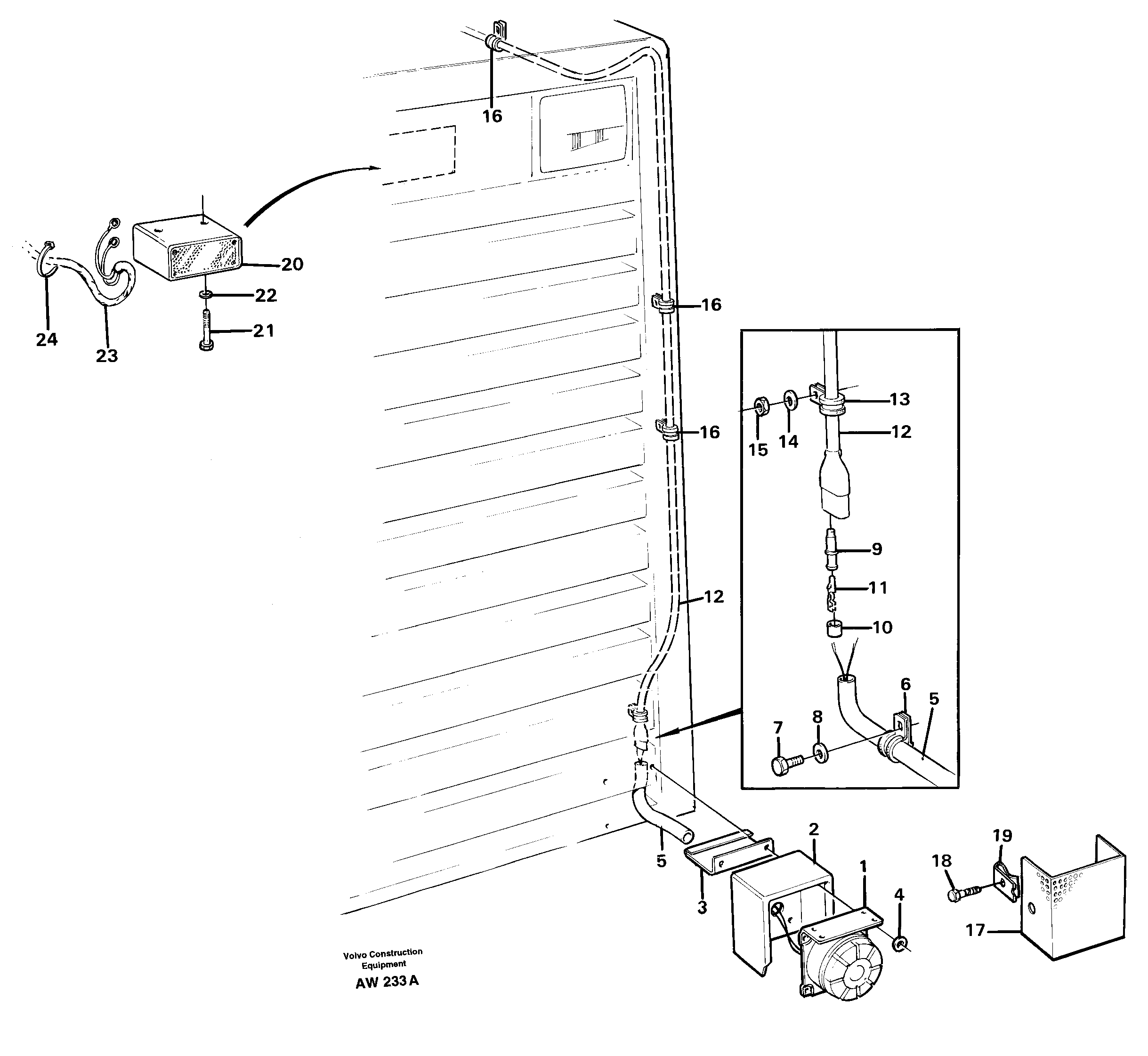 Back-up warning unit.  91935,  93521 — volvo parts diagram