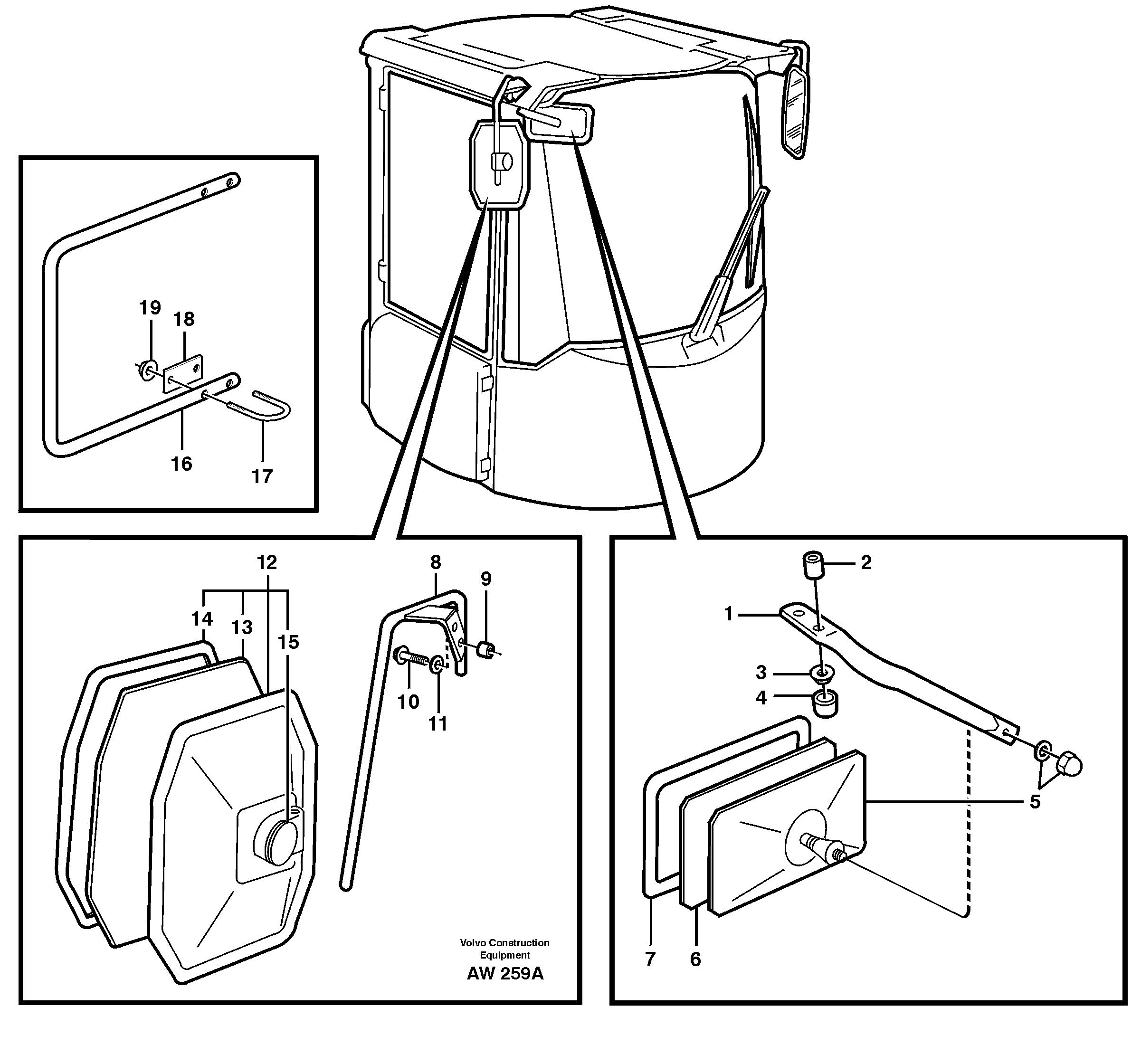 Rear view mirror — volvo parts diagram