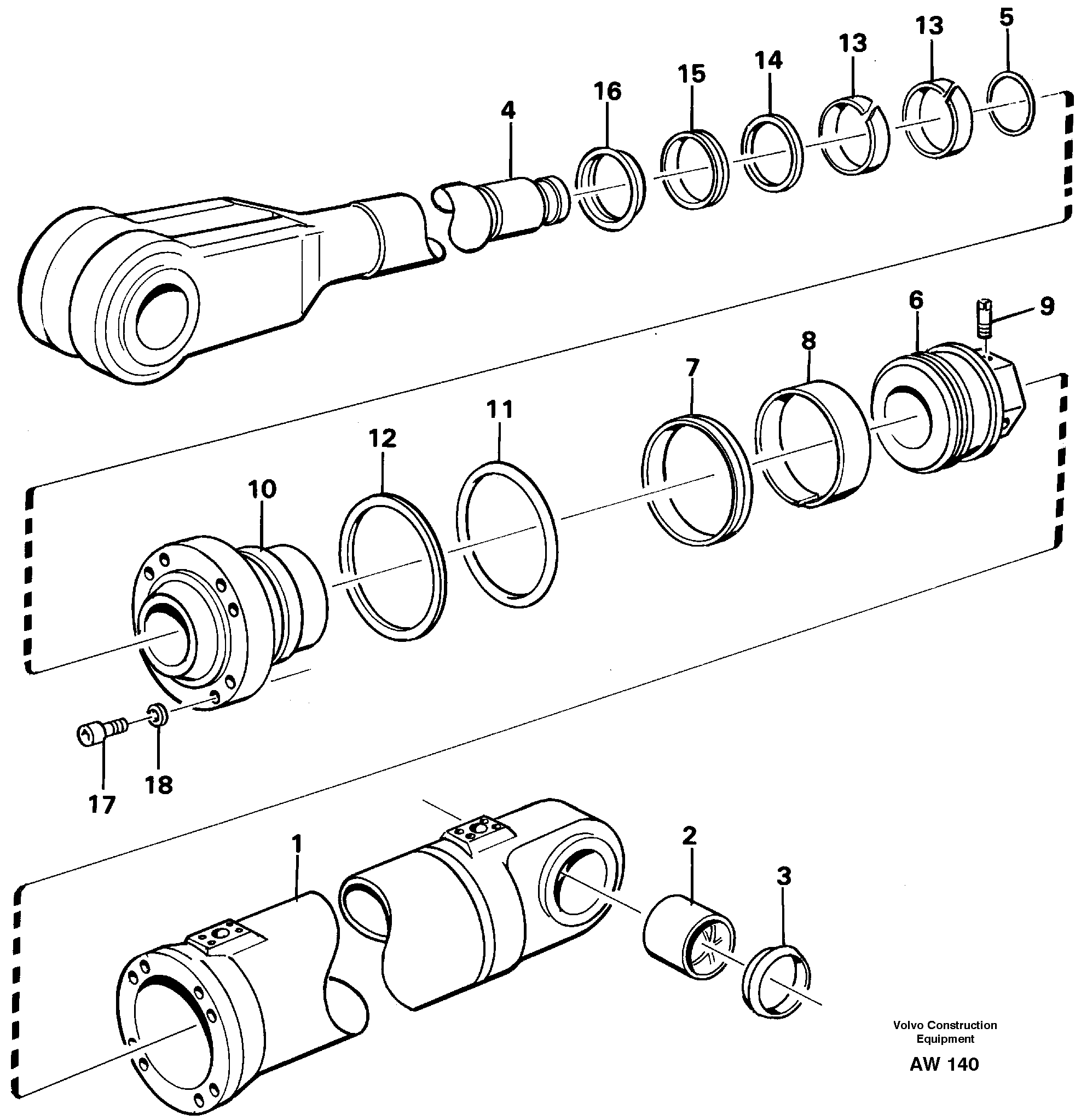 Hydraulic cylinder, lifting.  STD,   USA,   33809 — volvo parts diagram