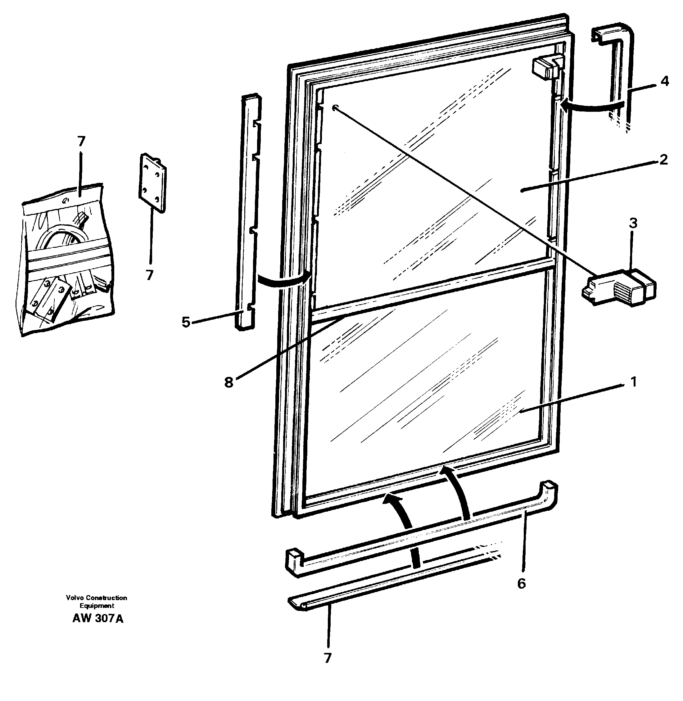 Sliding window.  92028,   94824 — volvo parts diagram