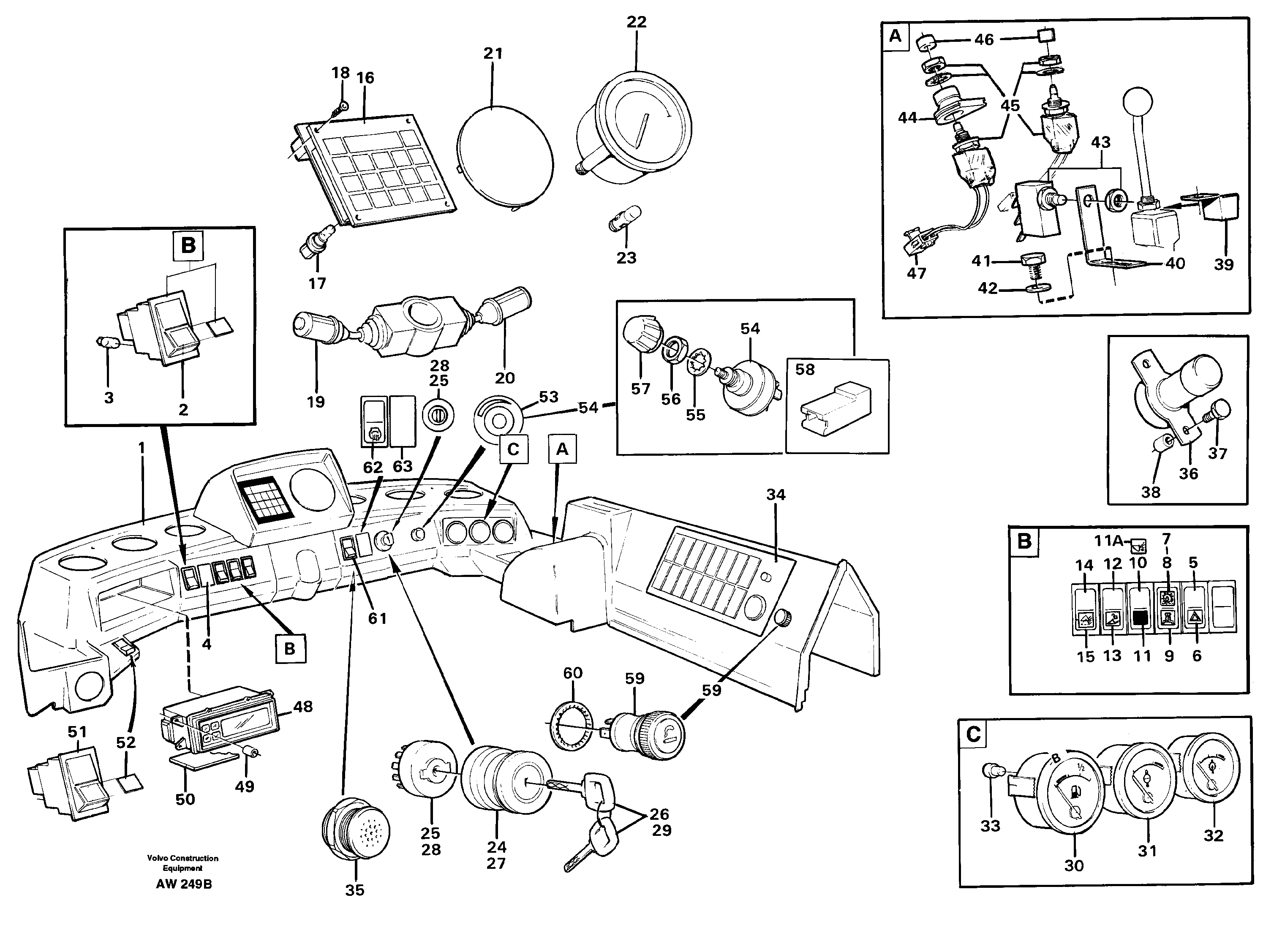 Instruments panel — volvo parts diagram