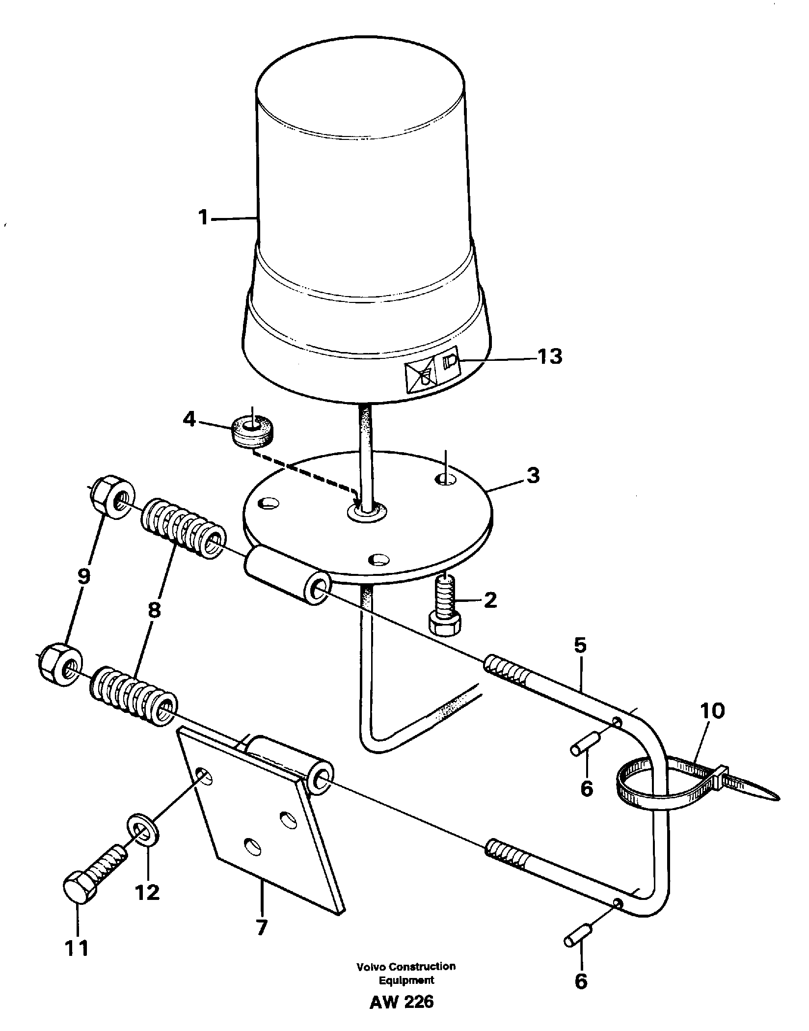 Revolving warning light.  91896 — volvo parts diagram