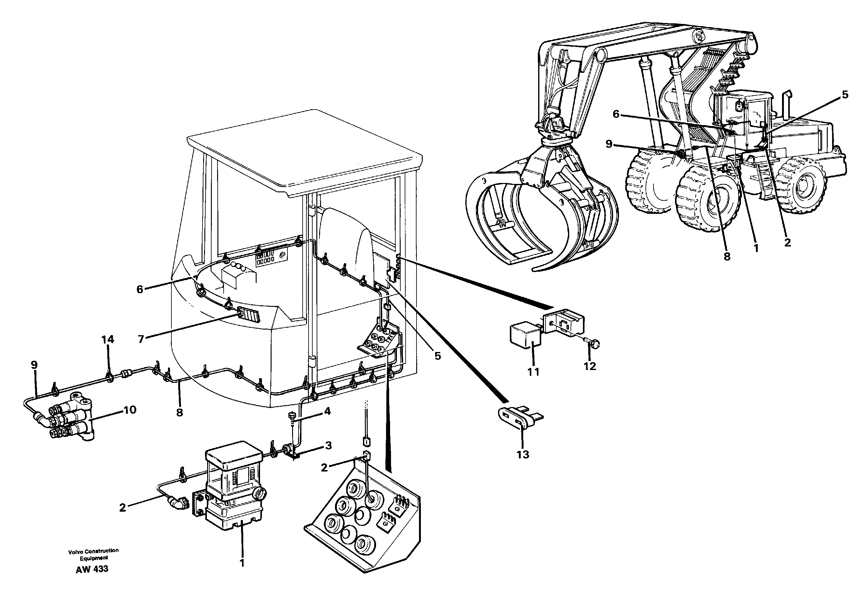 Cable harness for central lubrication.  33808 — volvo parts diagram