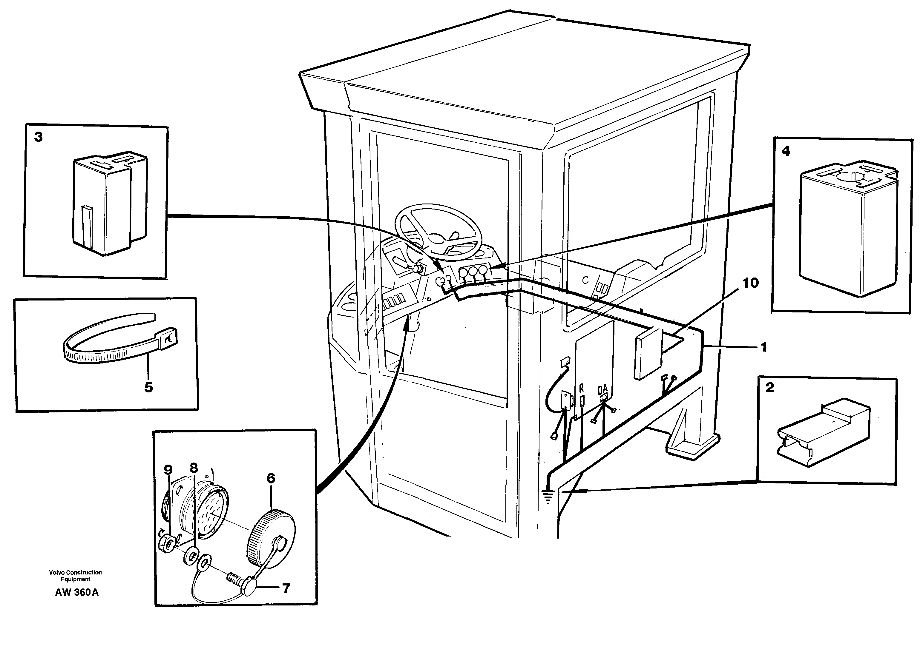 Cable harnesses, cab — volvo parts diagram