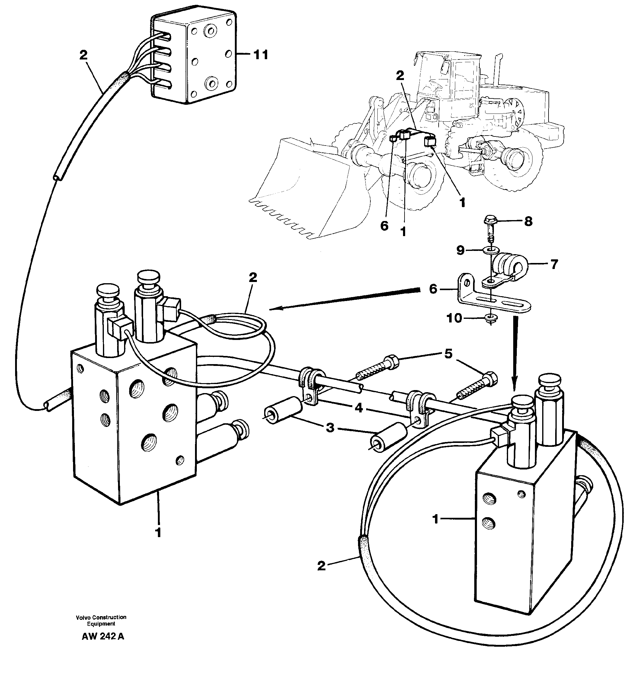 Cable harness boom suspension system, front.  94600,   94956,   80112 — volvo parts diagram