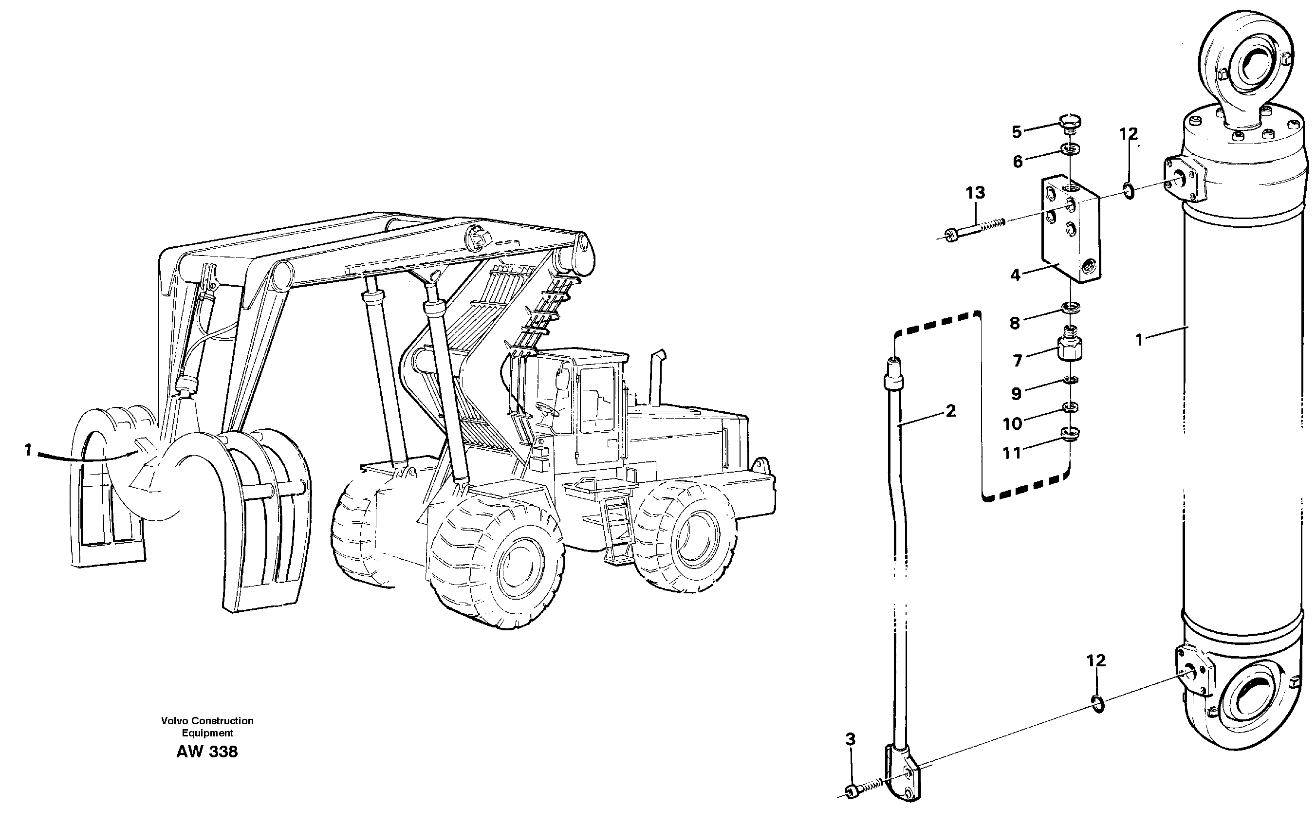Hydraulic cylinder with clutch body.  91851 — volvo parts diagram
